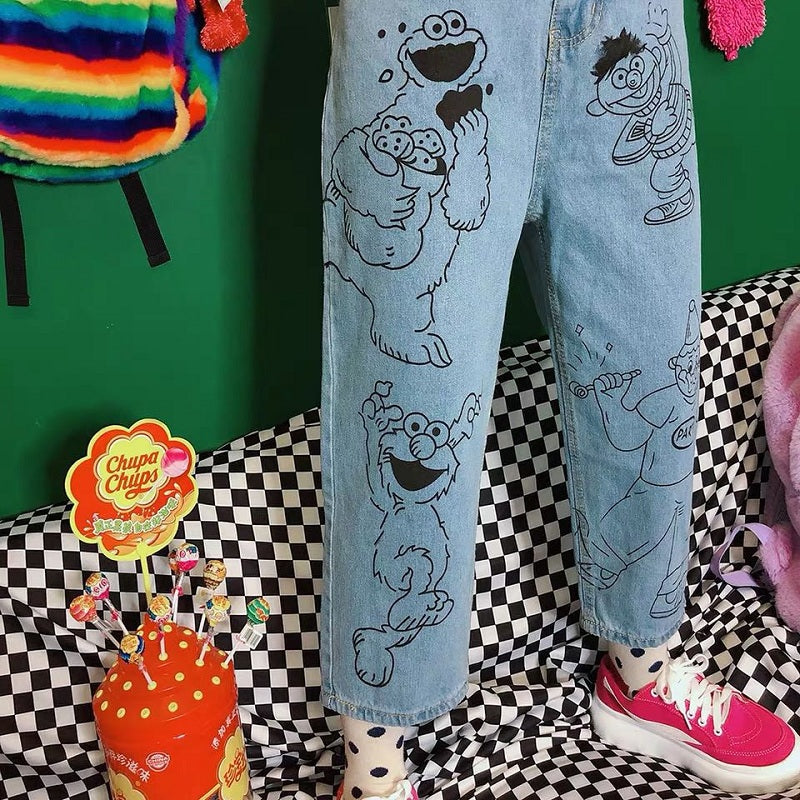 JAPANESE HARAJUKU CARTOON JEANS BY63057