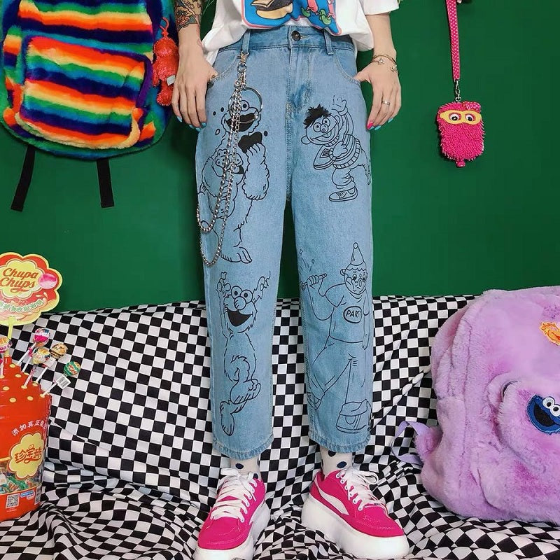 JAPANESE HARAJUKU CARTOON JEANS BY63057