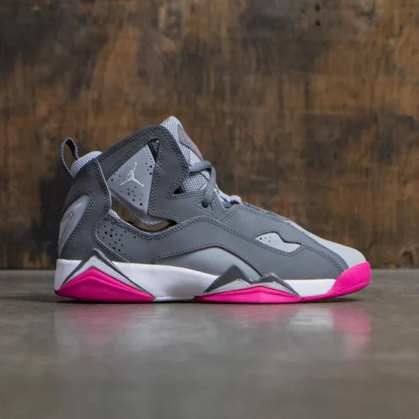 Jordan Big Kids Girls' True Flight (GS) (cool grey / white-wolf grey-vivid pink)