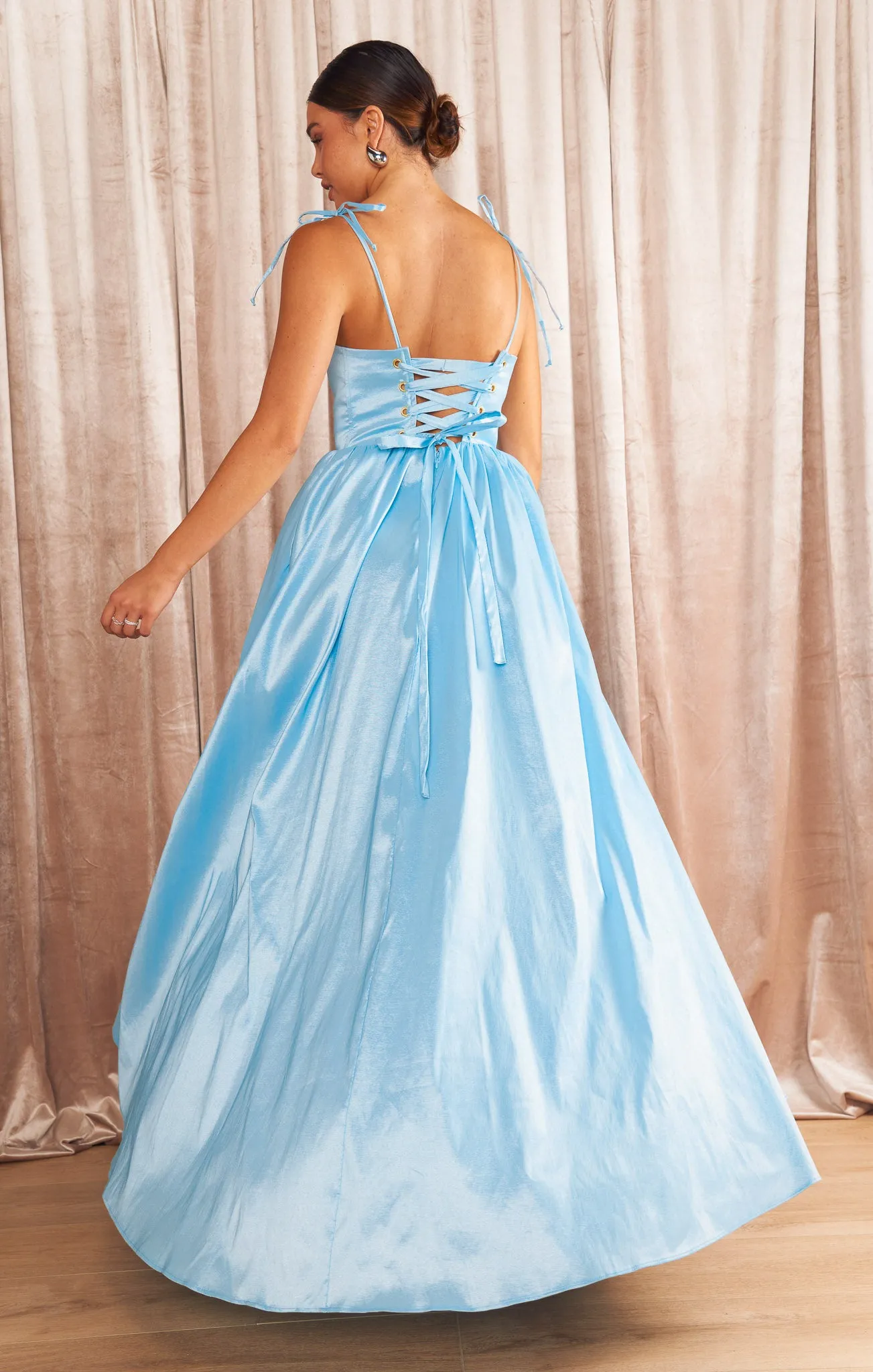 Juliet Maxi Dress ~ Light Blue Taffeta