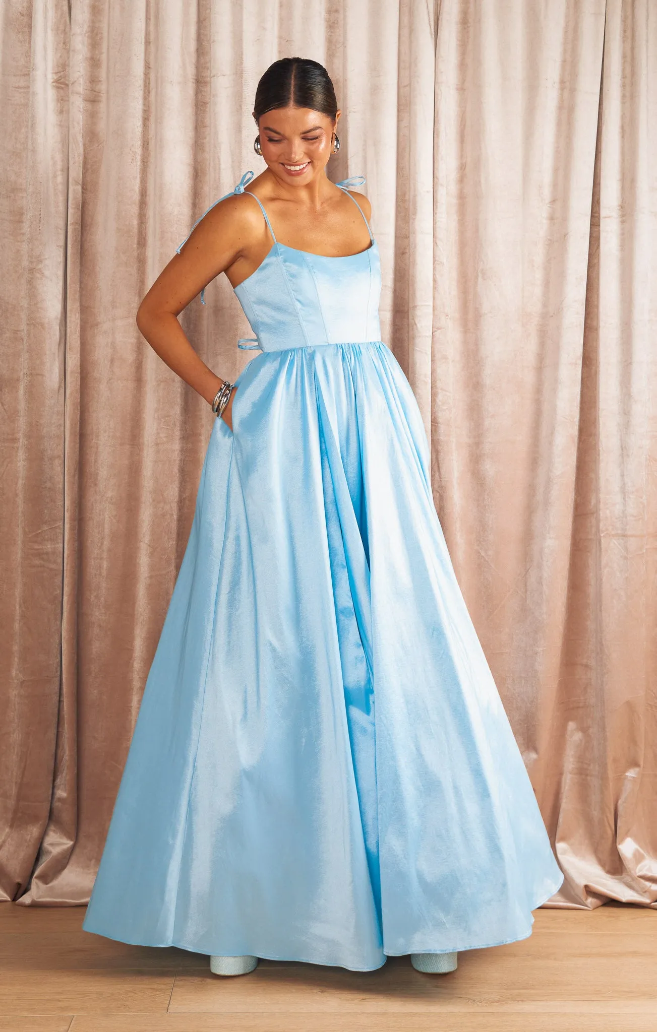 Juliet Maxi Dress ~ Light Blue Taffeta