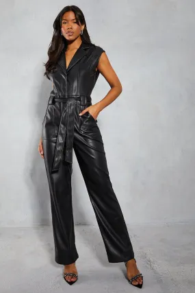 Jumpsuits | Leather Look Biker Jumpsuit | MissPap