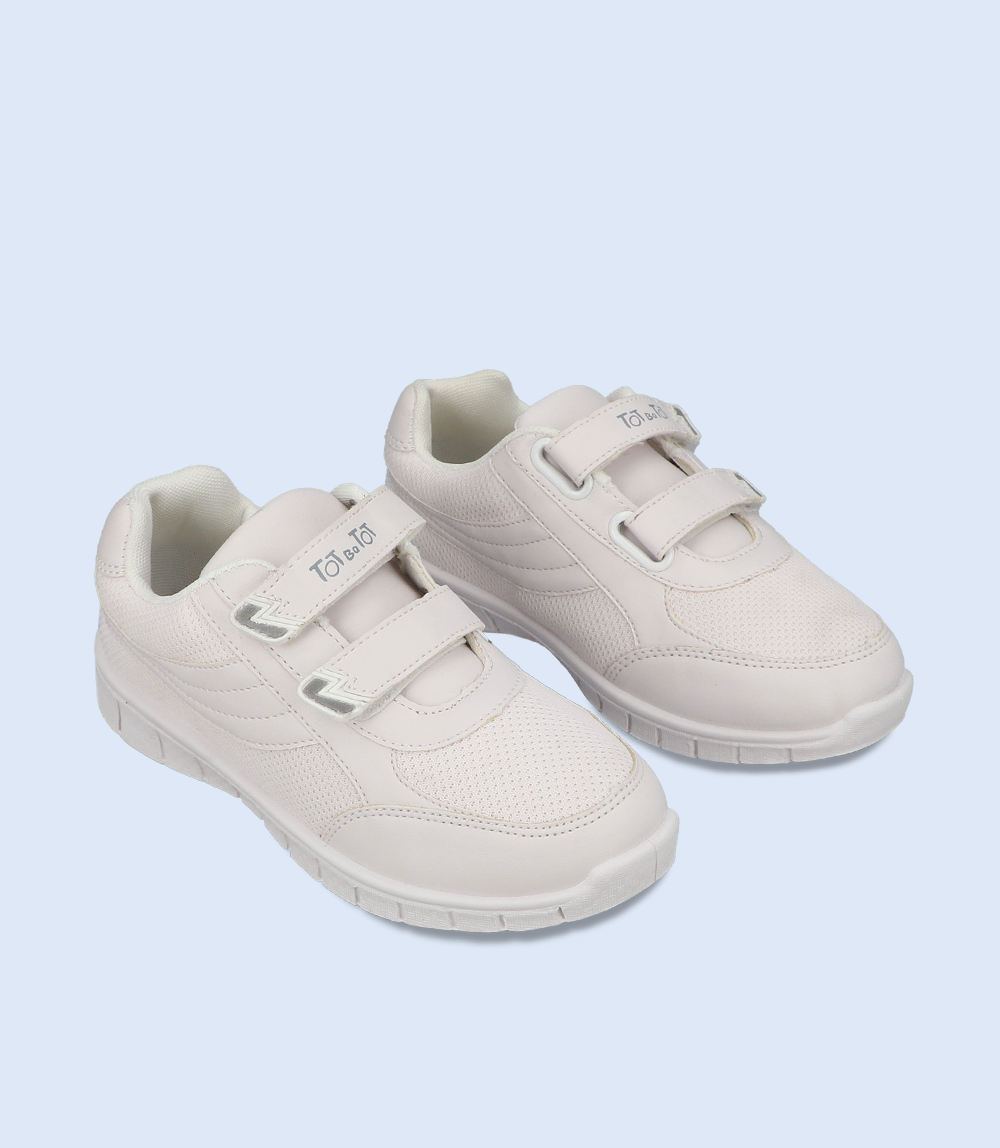 KB0152-WHITE-School Shoes For Boys