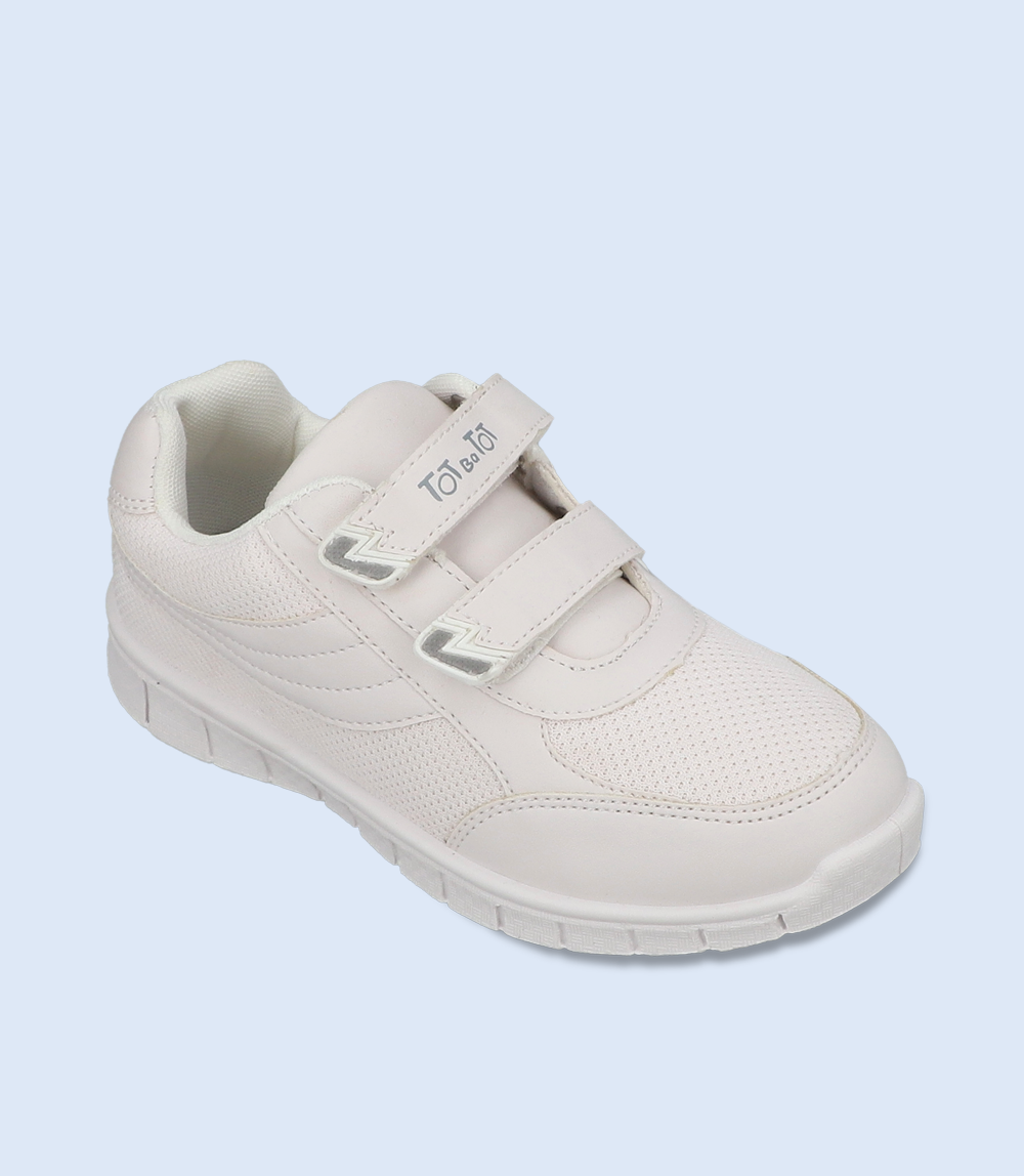 KB0152-WHITE-School Shoes For Boys