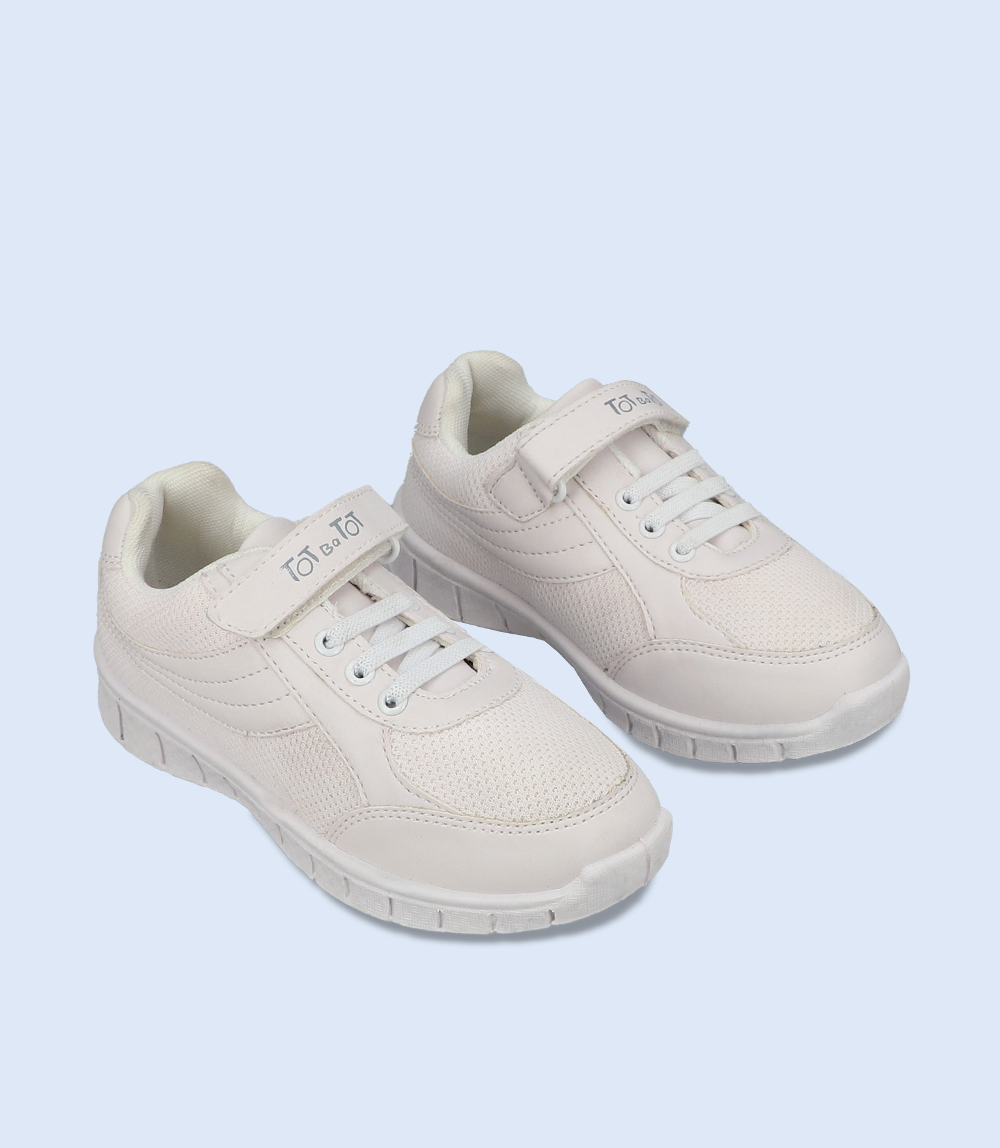 KB0153-WHITE-School Shoes For Boys