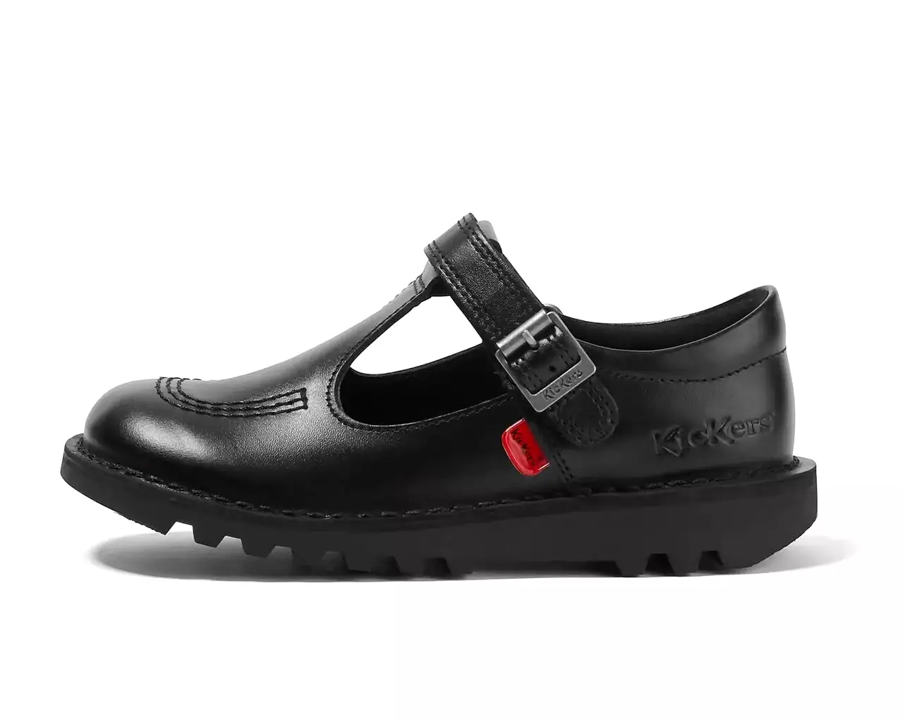 Kickers Junior's Kick T Vel Leather T Bar Shoes Black