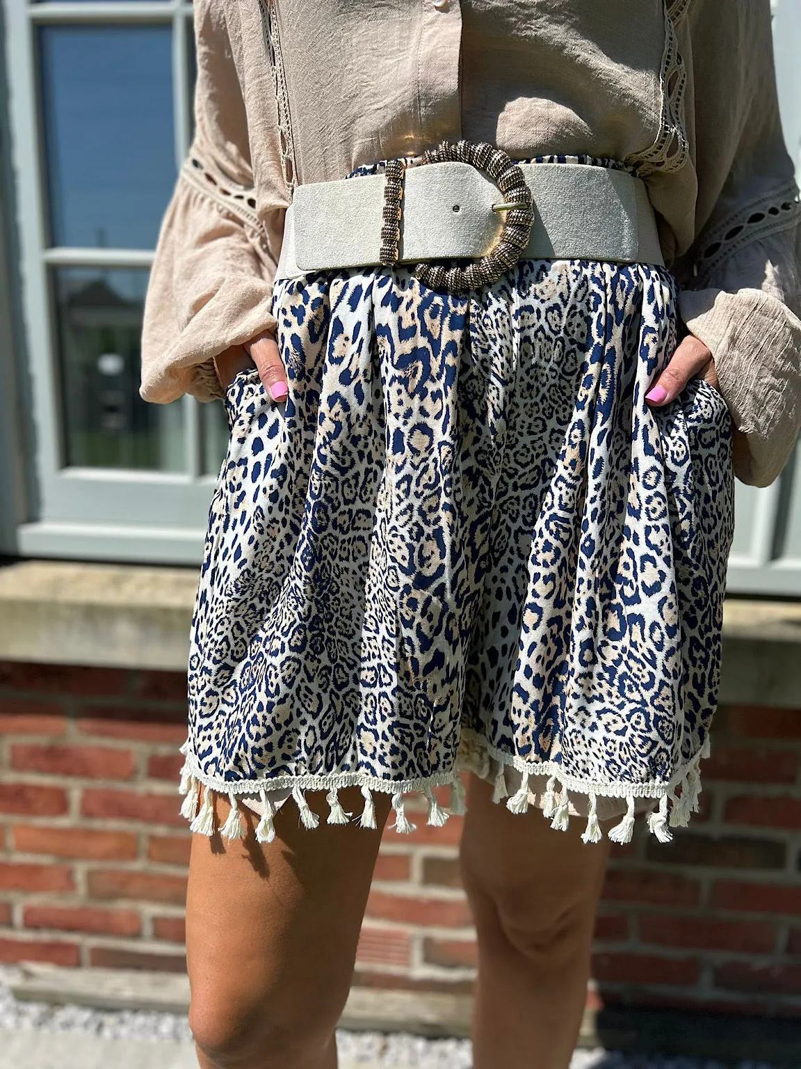 Leopard Print Tassel Shorts Lucia