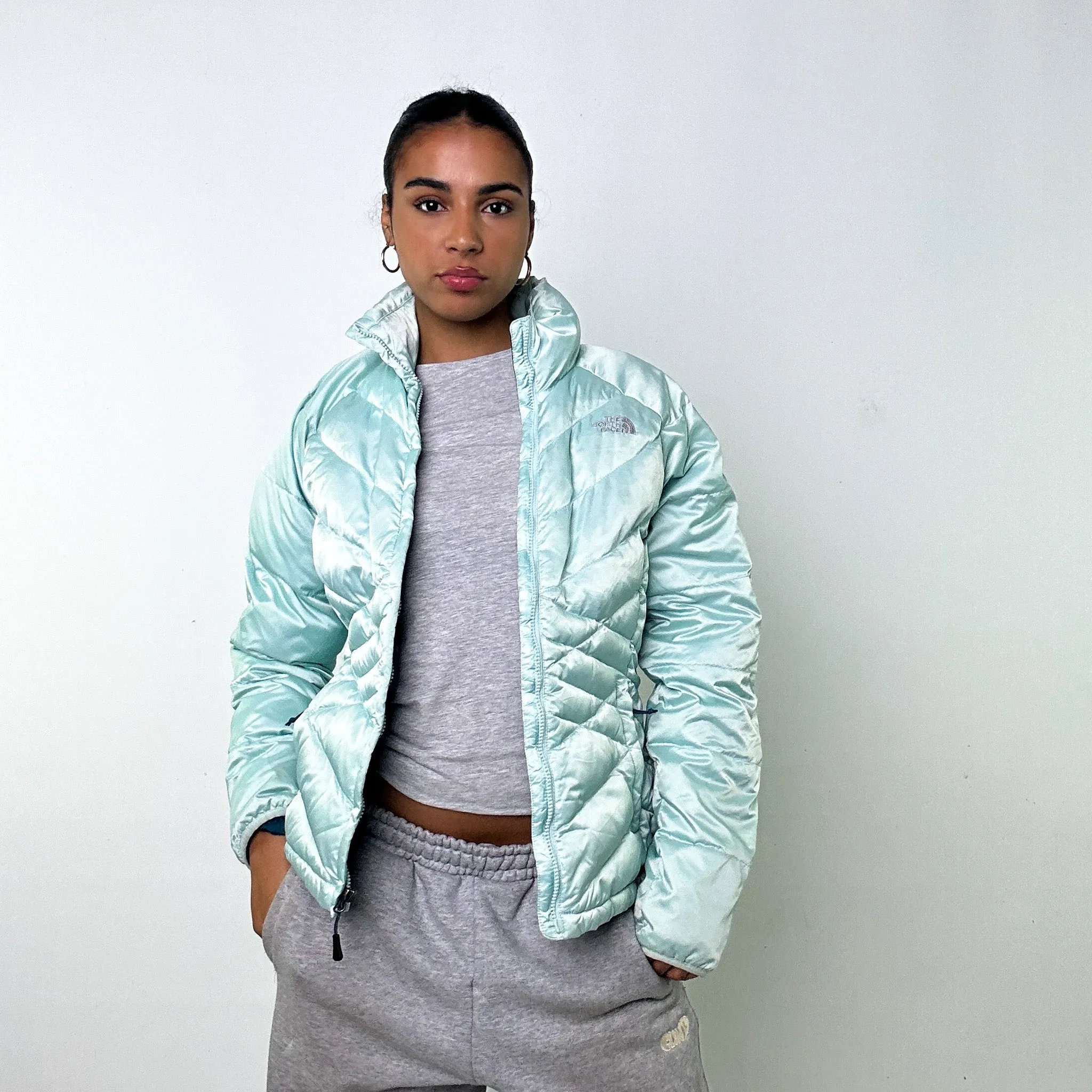 Light Blue 90s The North Face Puffer Jacket Coat (W)