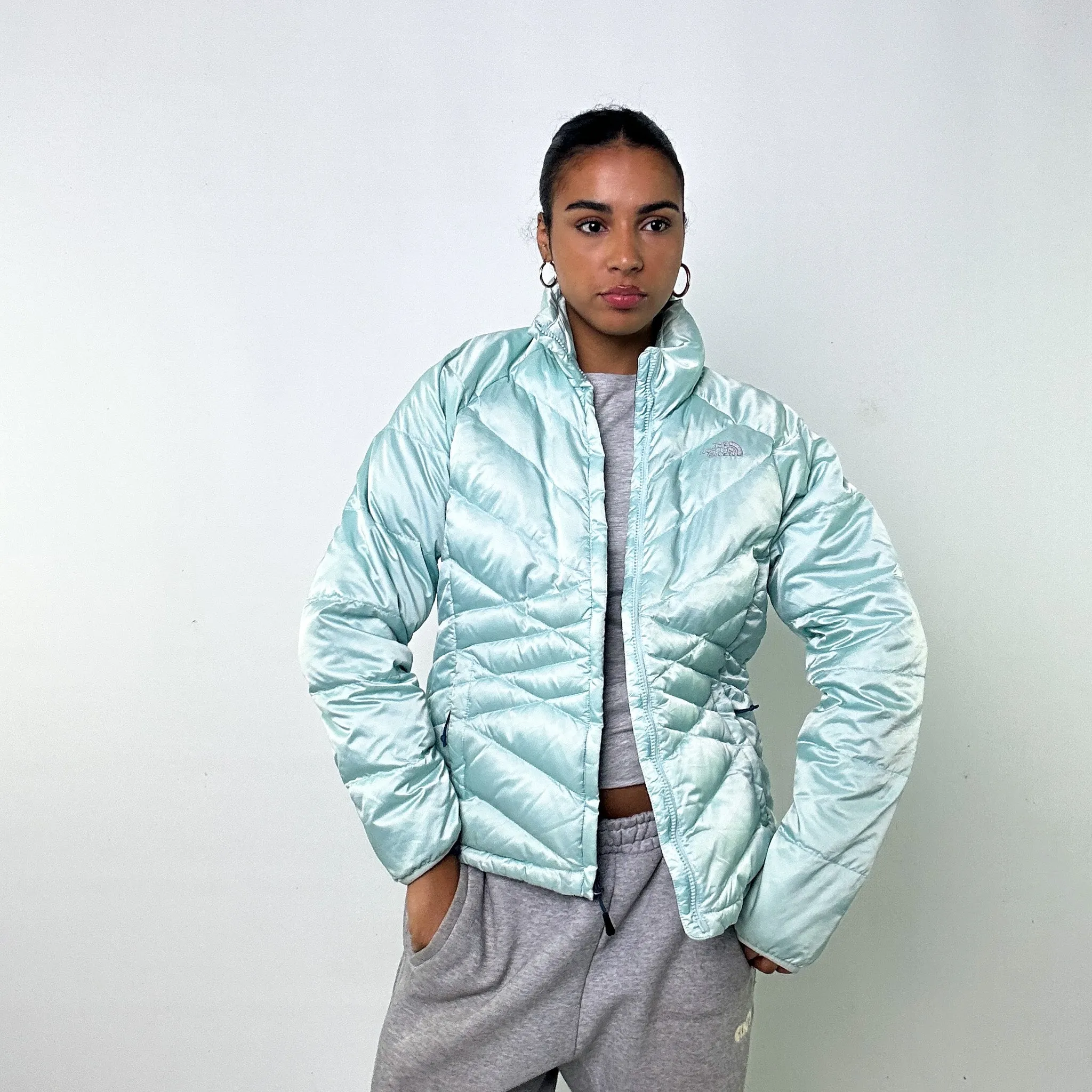 Light Blue 90s The North Face Puffer Jacket Coat (W)