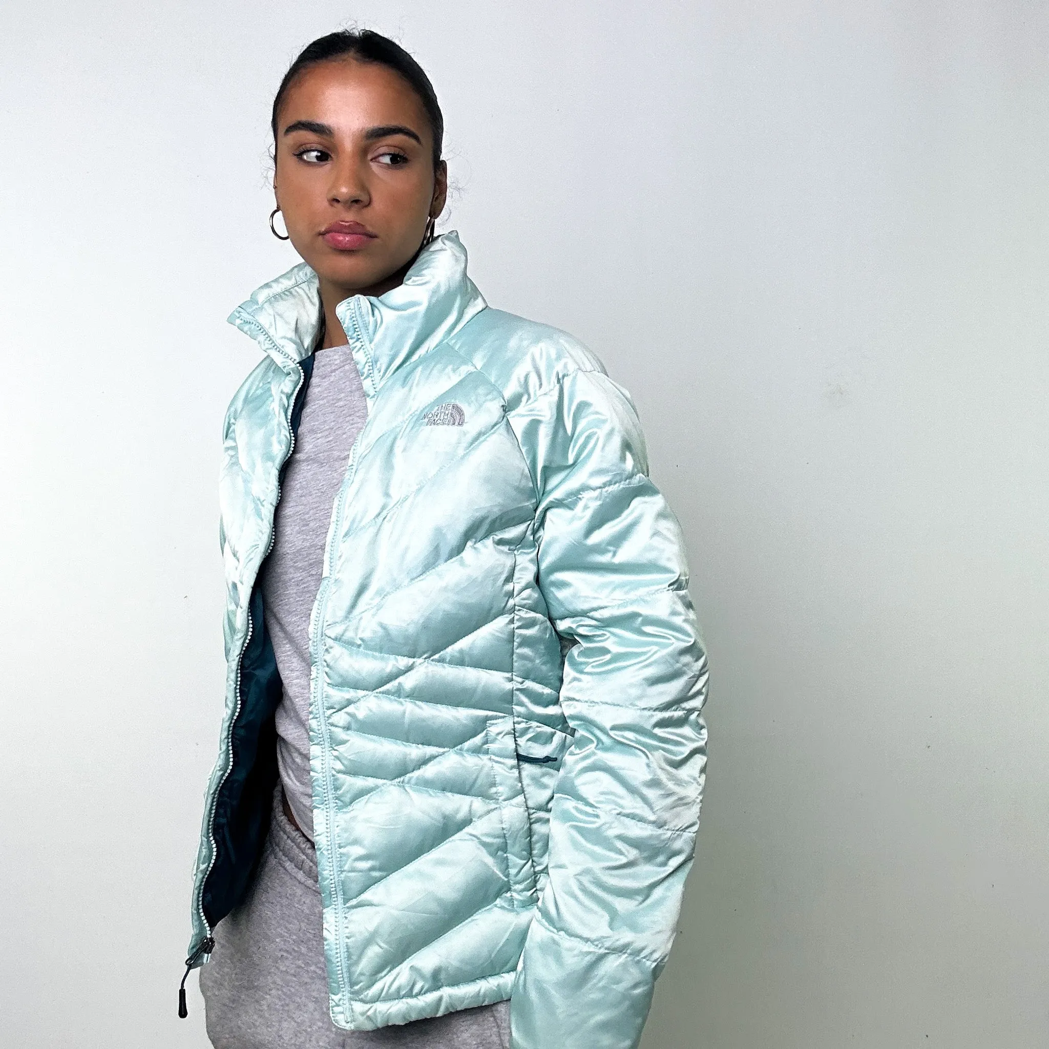 Light Blue 90s The North Face Puffer Jacket Coat (W)