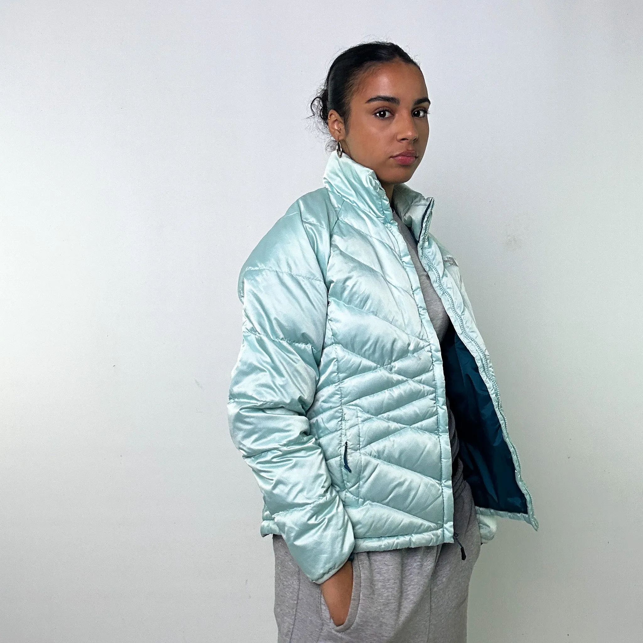 Light Blue 90s The North Face Puffer Jacket Coat (W)