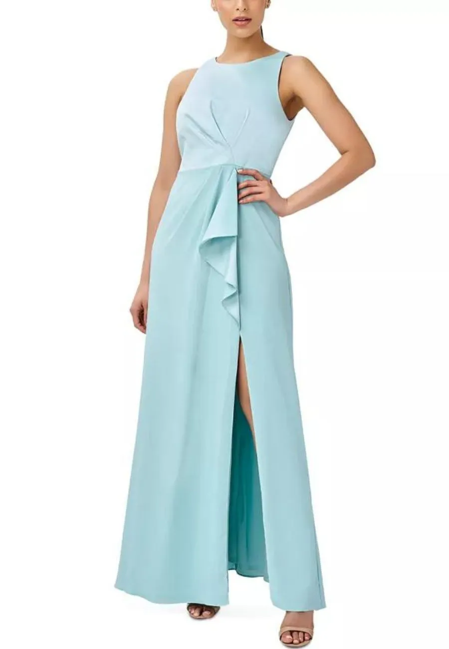 Light Blue Sleeveless Ruffled Maxi Dress