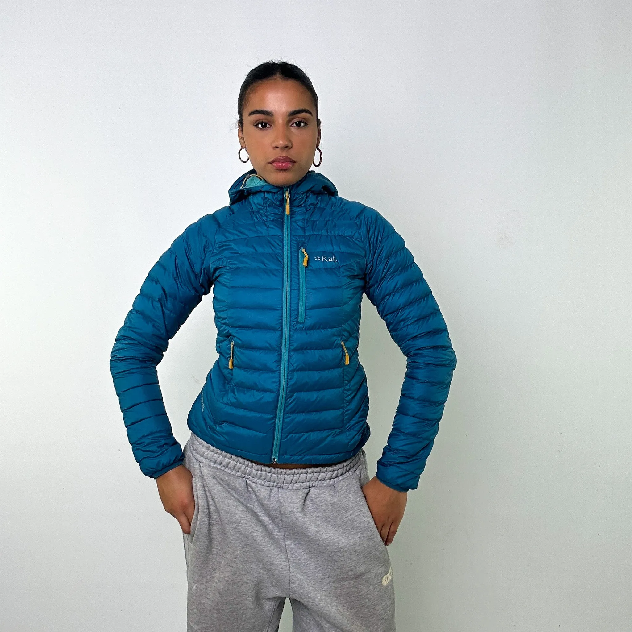 Light Blue y2ks Rab Pertex Quantum Puffer Jacket Coat (XS)