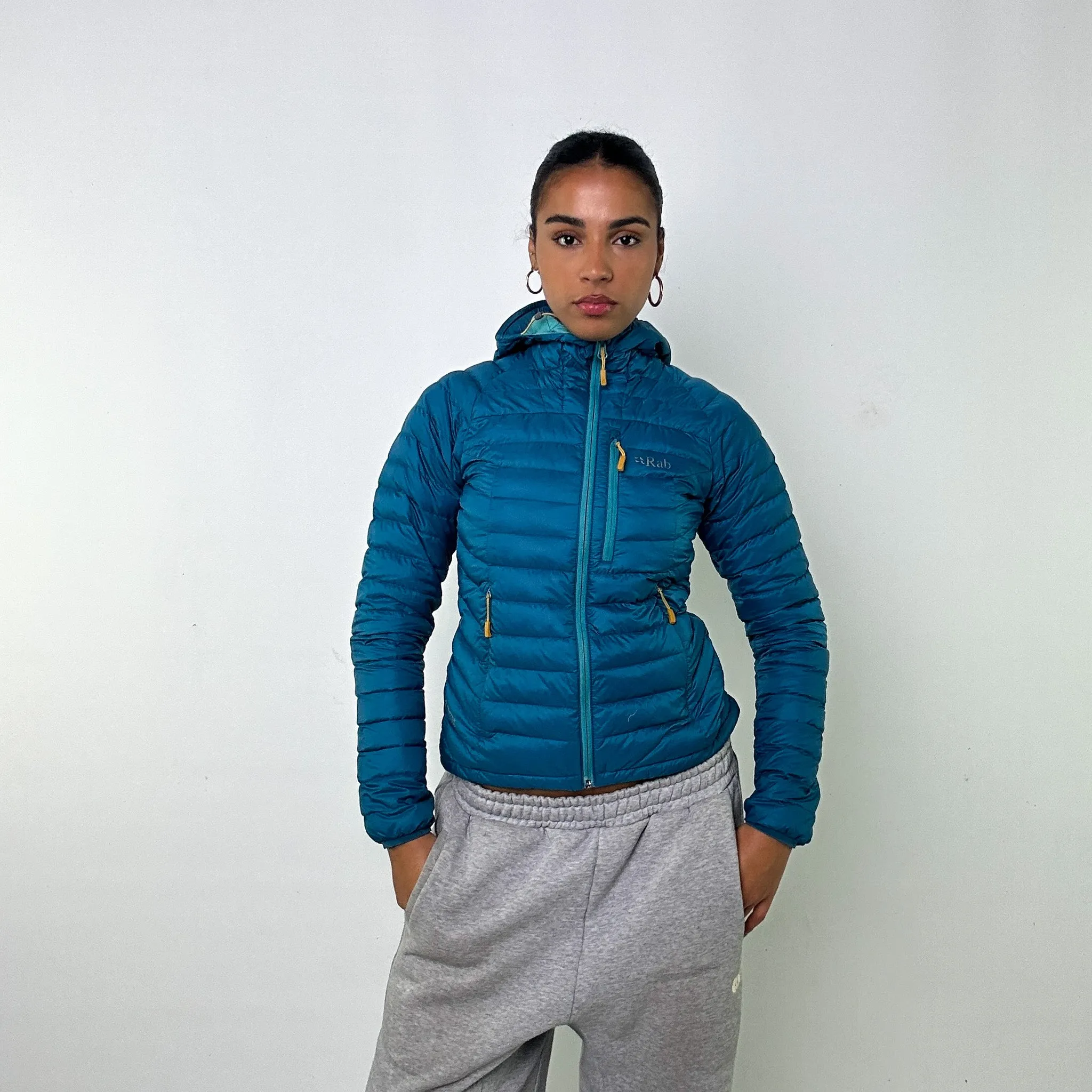 Light Blue y2ks Rab Pertex Quantum Puffer Jacket Coat (XS)