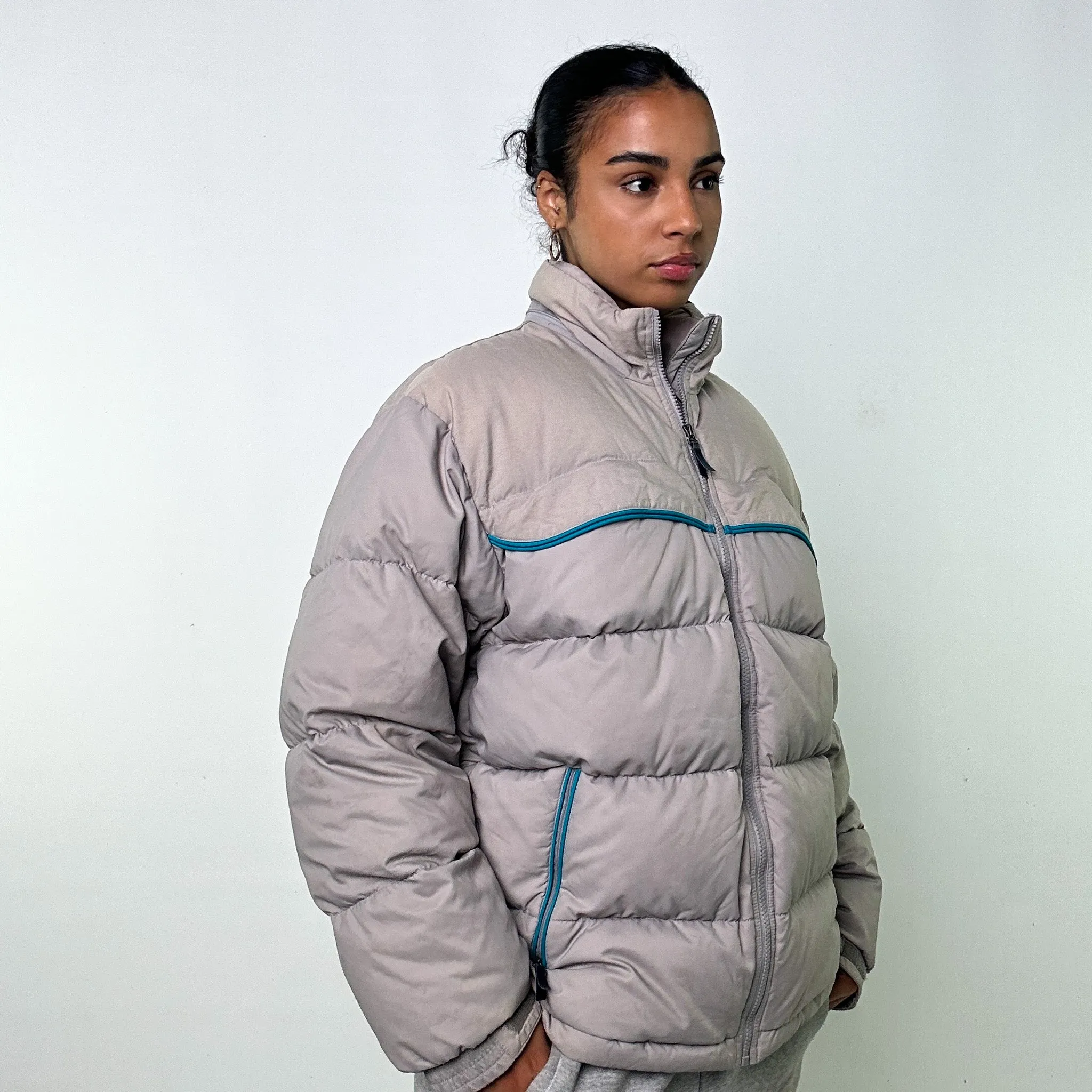 Light Grey y2ks NIKE Puffer Jacket Coat (L)