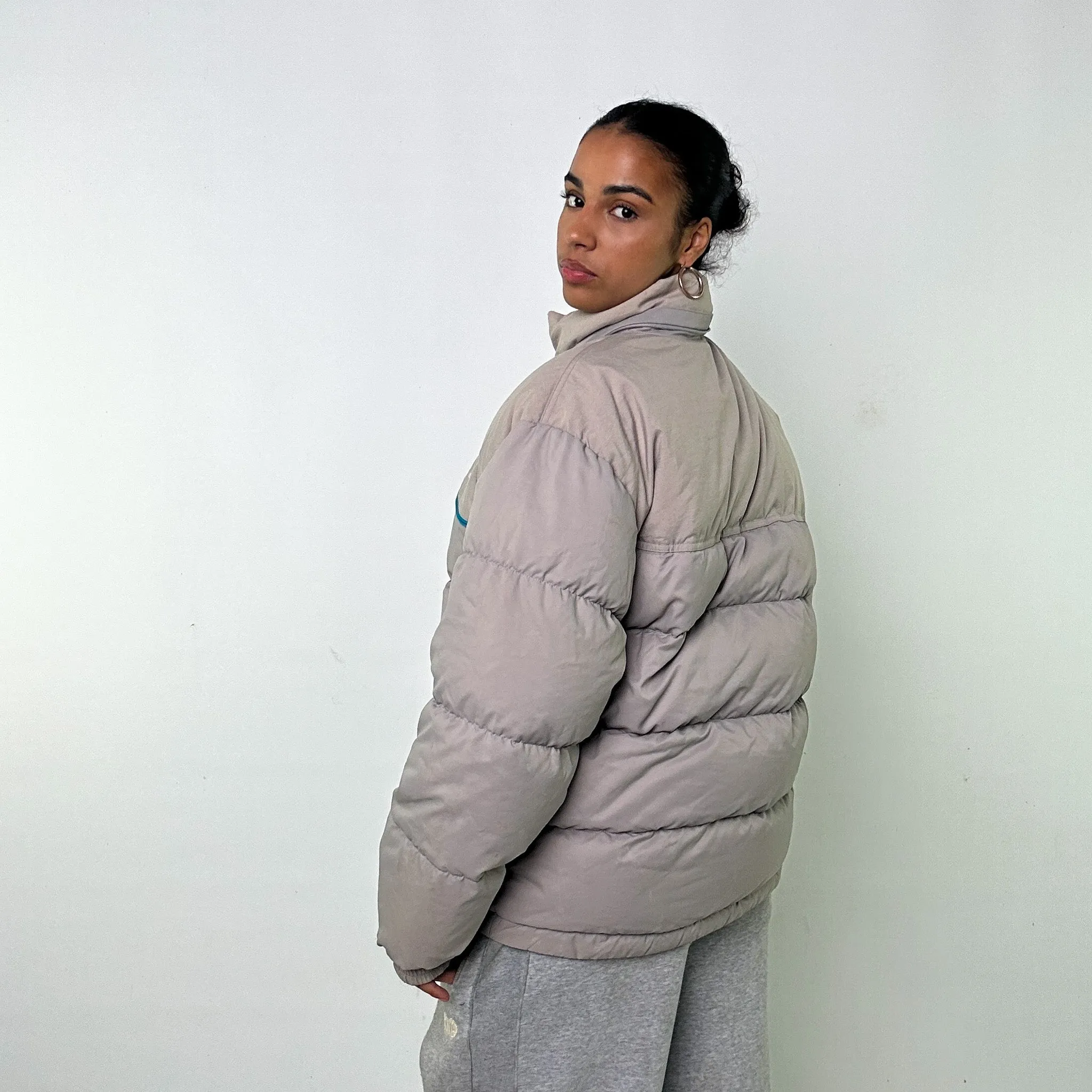 Light Grey y2ks NIKE Puffer Jacket Coat (L)