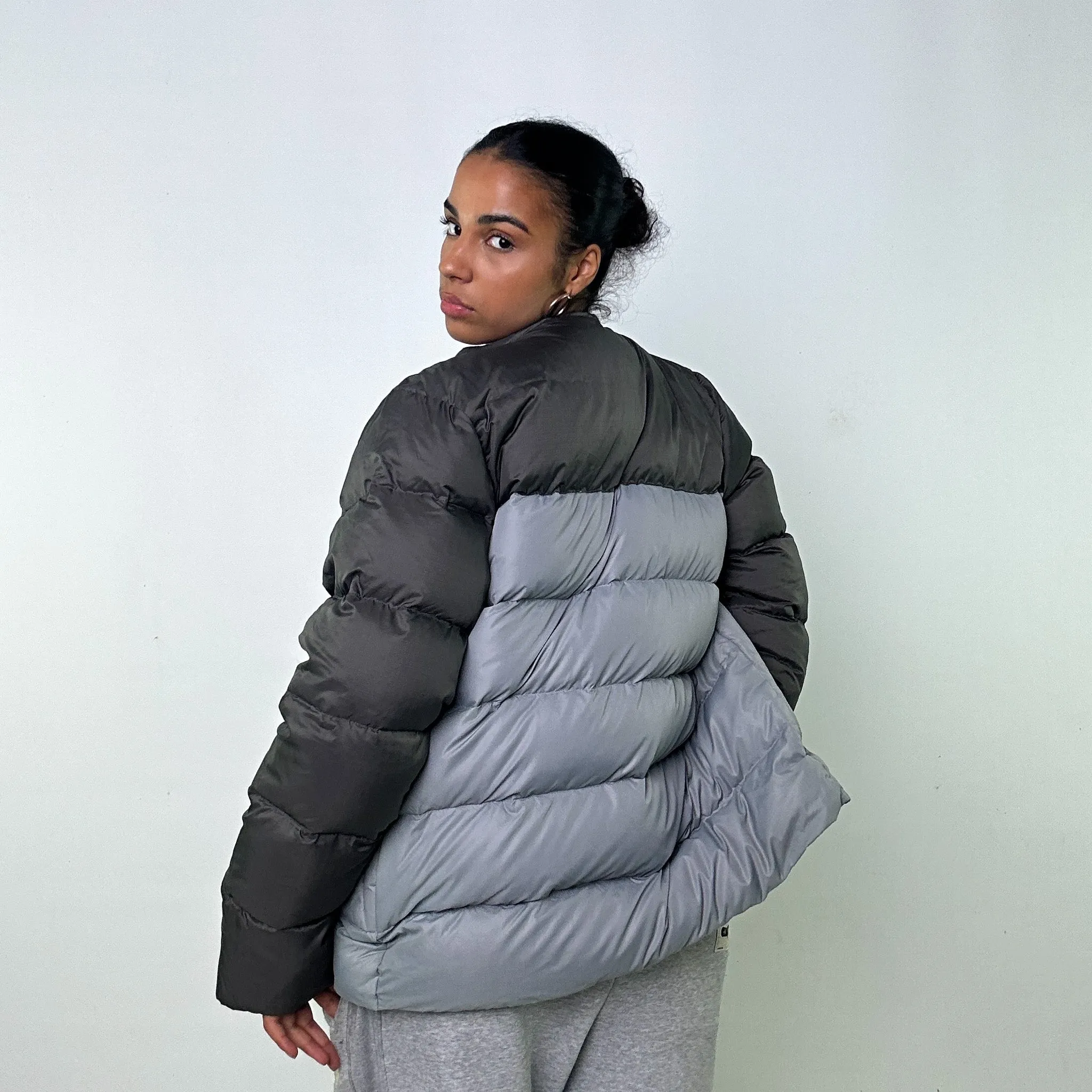 LIGHT GREY Y2KS NIKE PUFFER JACKET COAT (