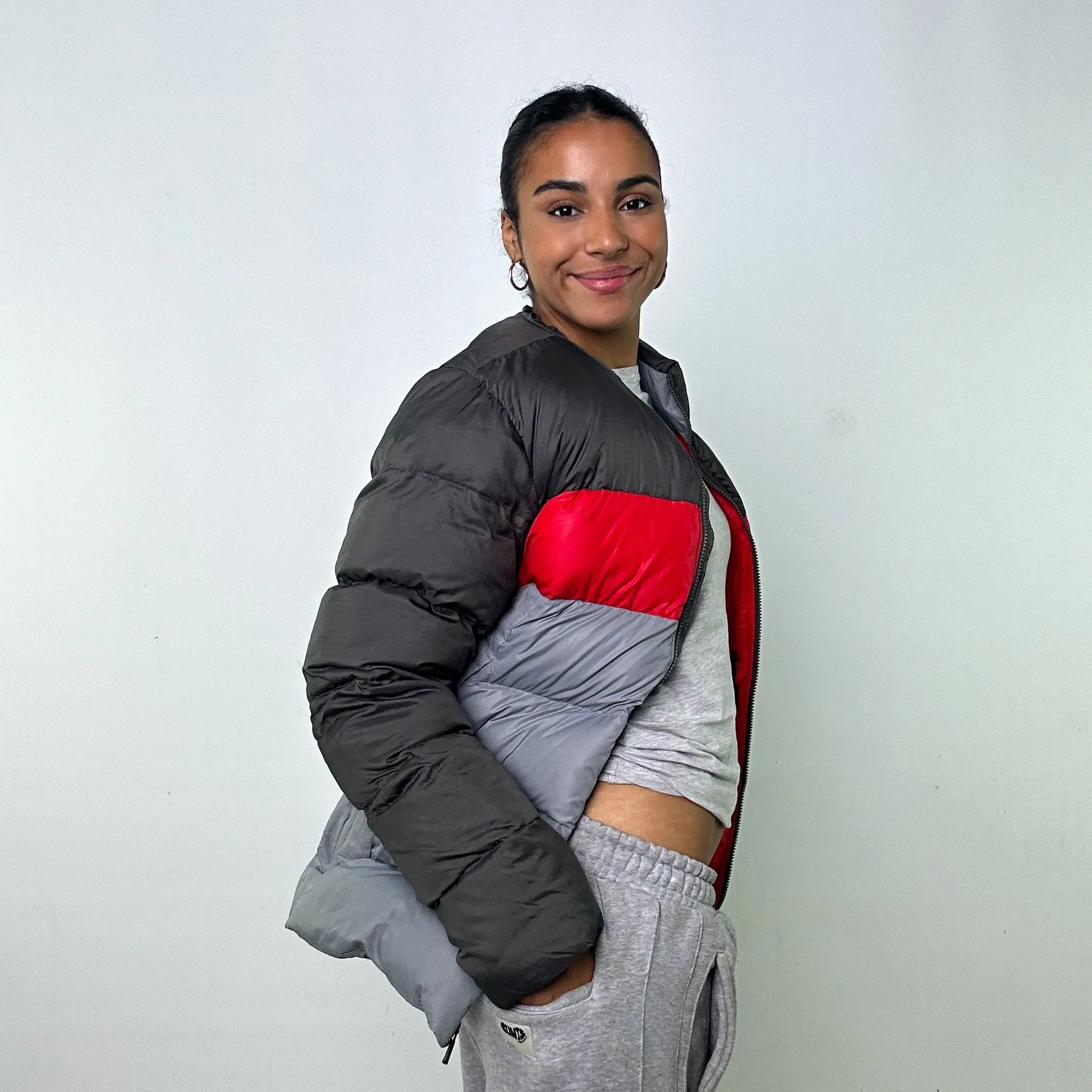 LIGHT GREY Y2KS NIKE PUFFER JACKET COAT (