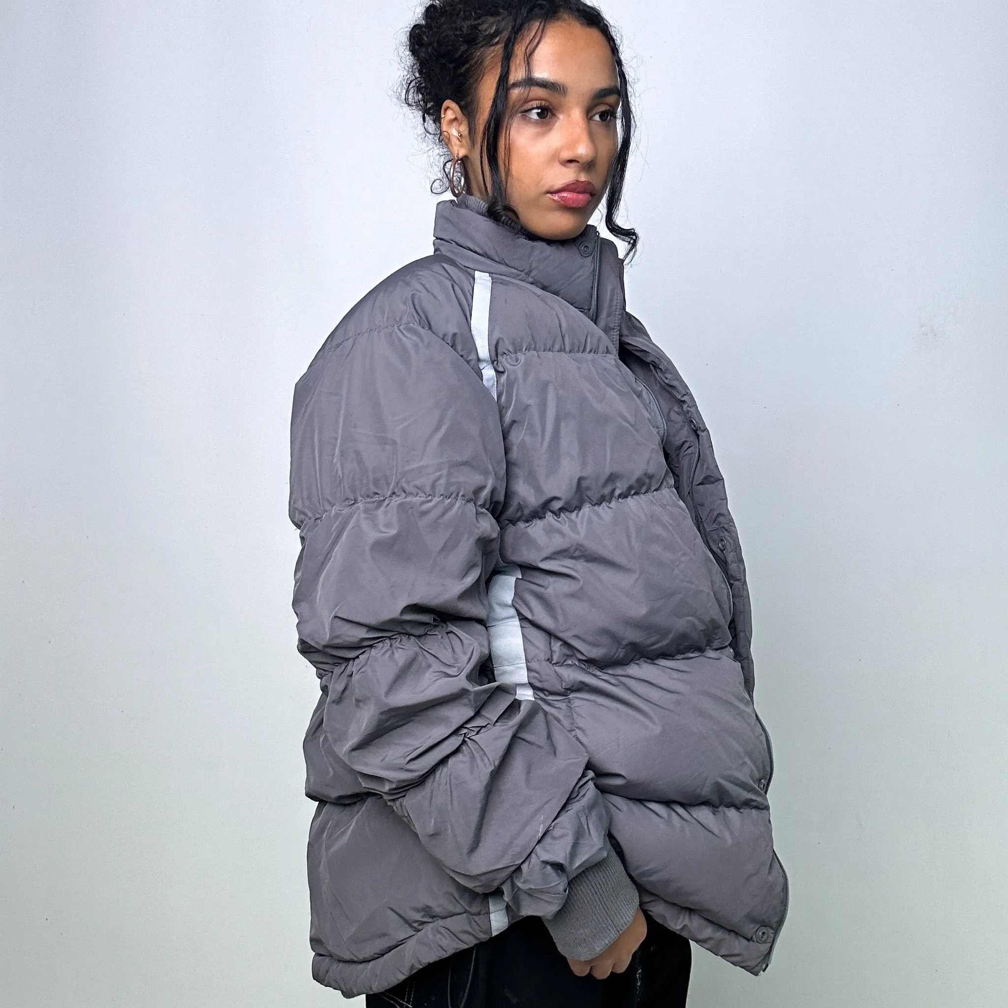 Light Grey y2ks NIKE Puffer Jacket Coat (XL)