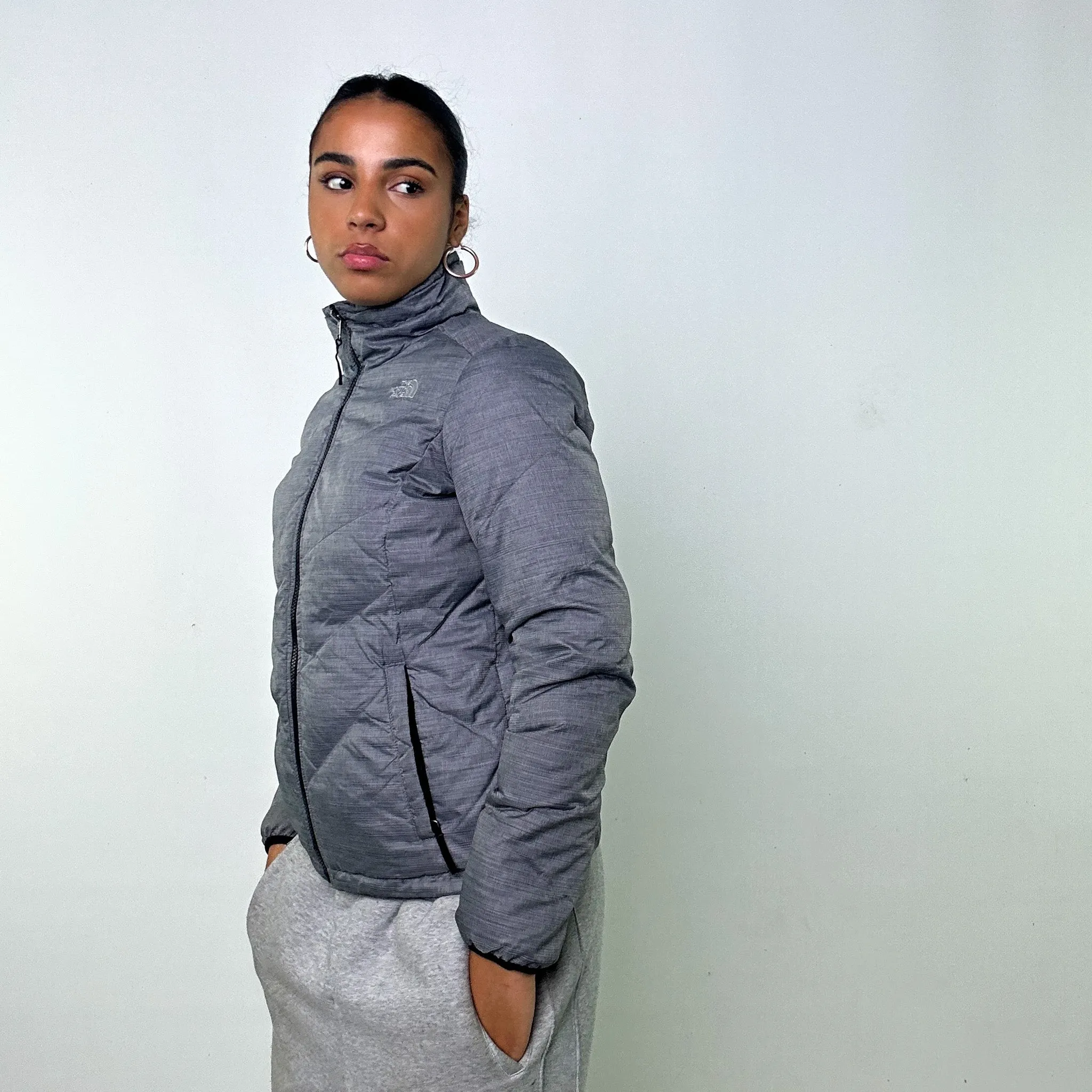 Light Grey y2ks The North Face Puffer Jacket Coat (S)