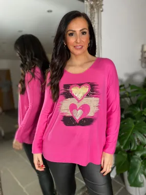 Lipstick Pink Brushstroke Heart Knit Patsy