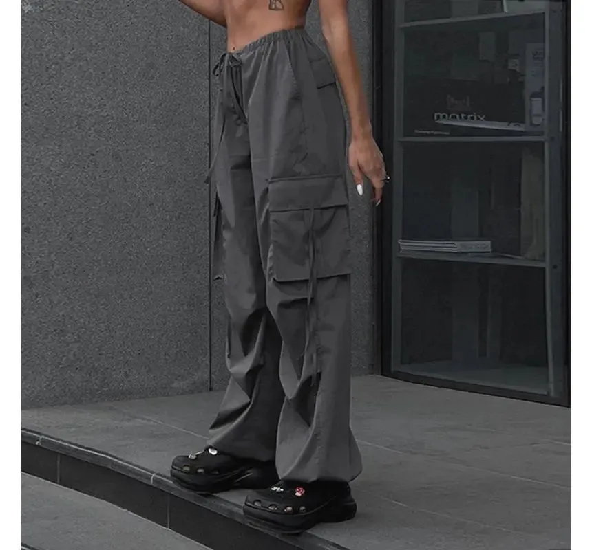 Low Waist Plain Harem Cargo Pants LD73