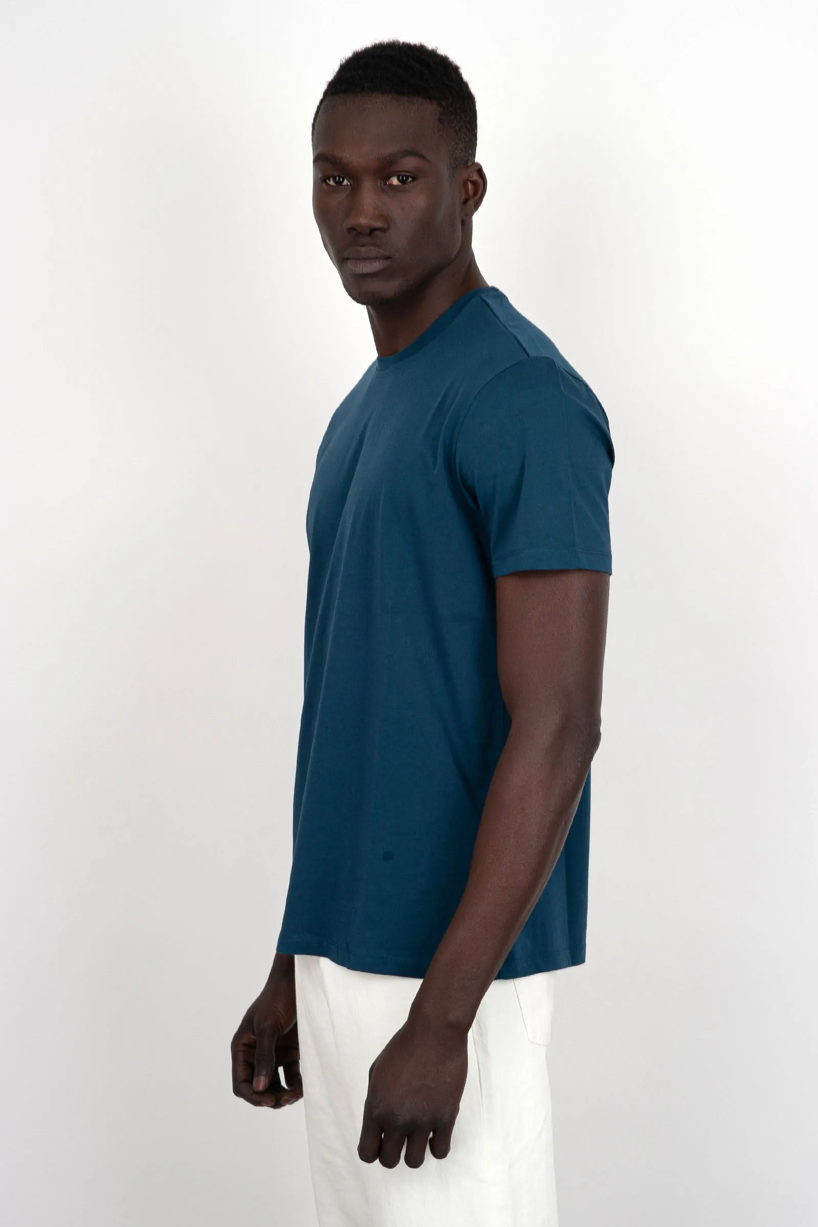 Majestic Filatures T-shirt Girocollo Cotone Organico Blu