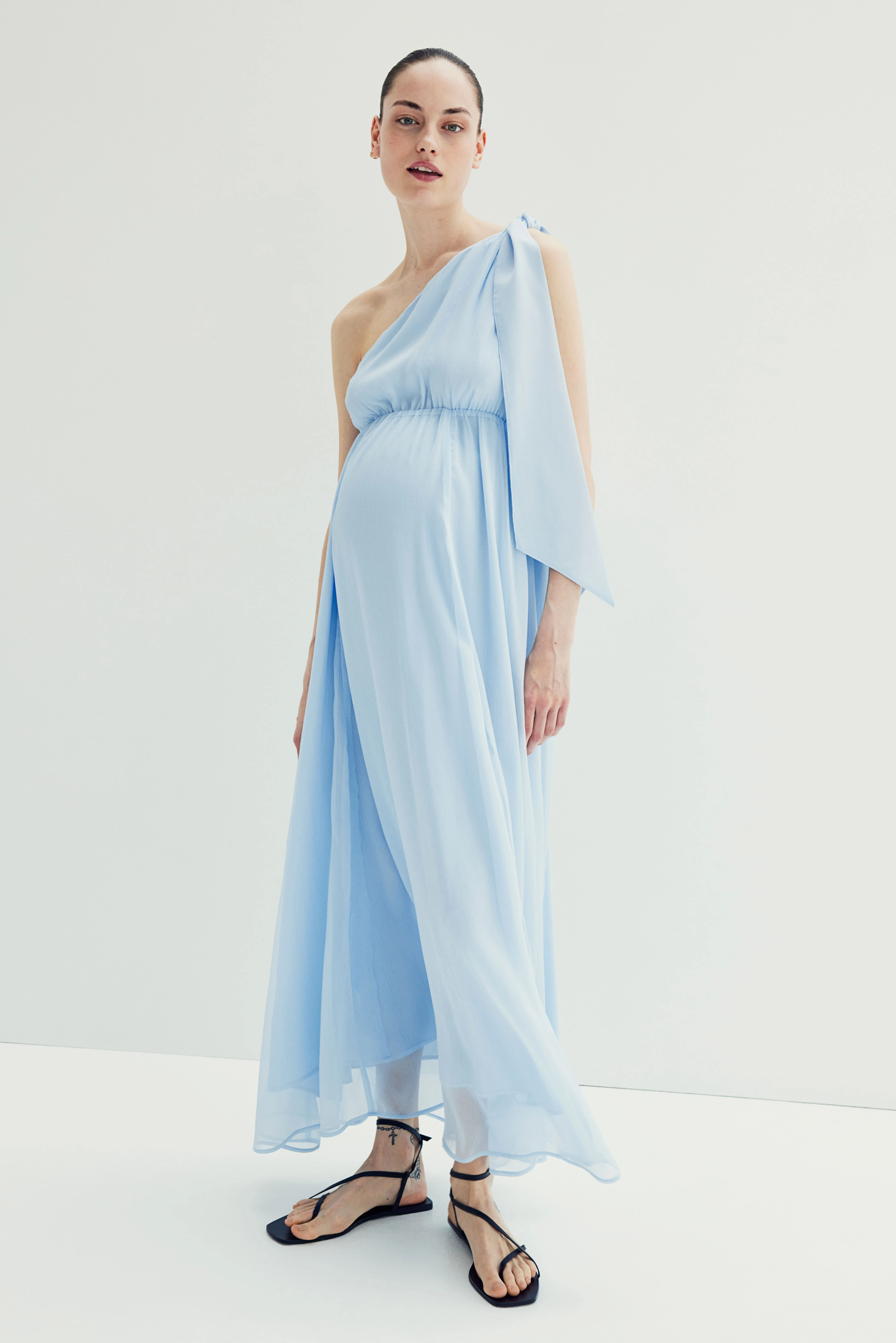 MAMA One-shoulder dress - Asymmetric neckline - Sleeveless - Light blue - Ladies | H&M GB