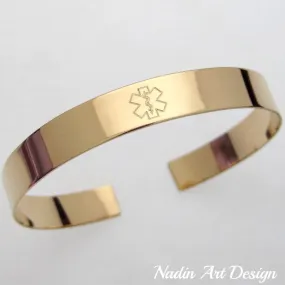 Medical Alert Message Engraved Cuff Bracelet