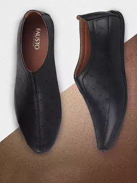 Men Black Ethnic Slip-On Shoe Style Jutis & Mojaris