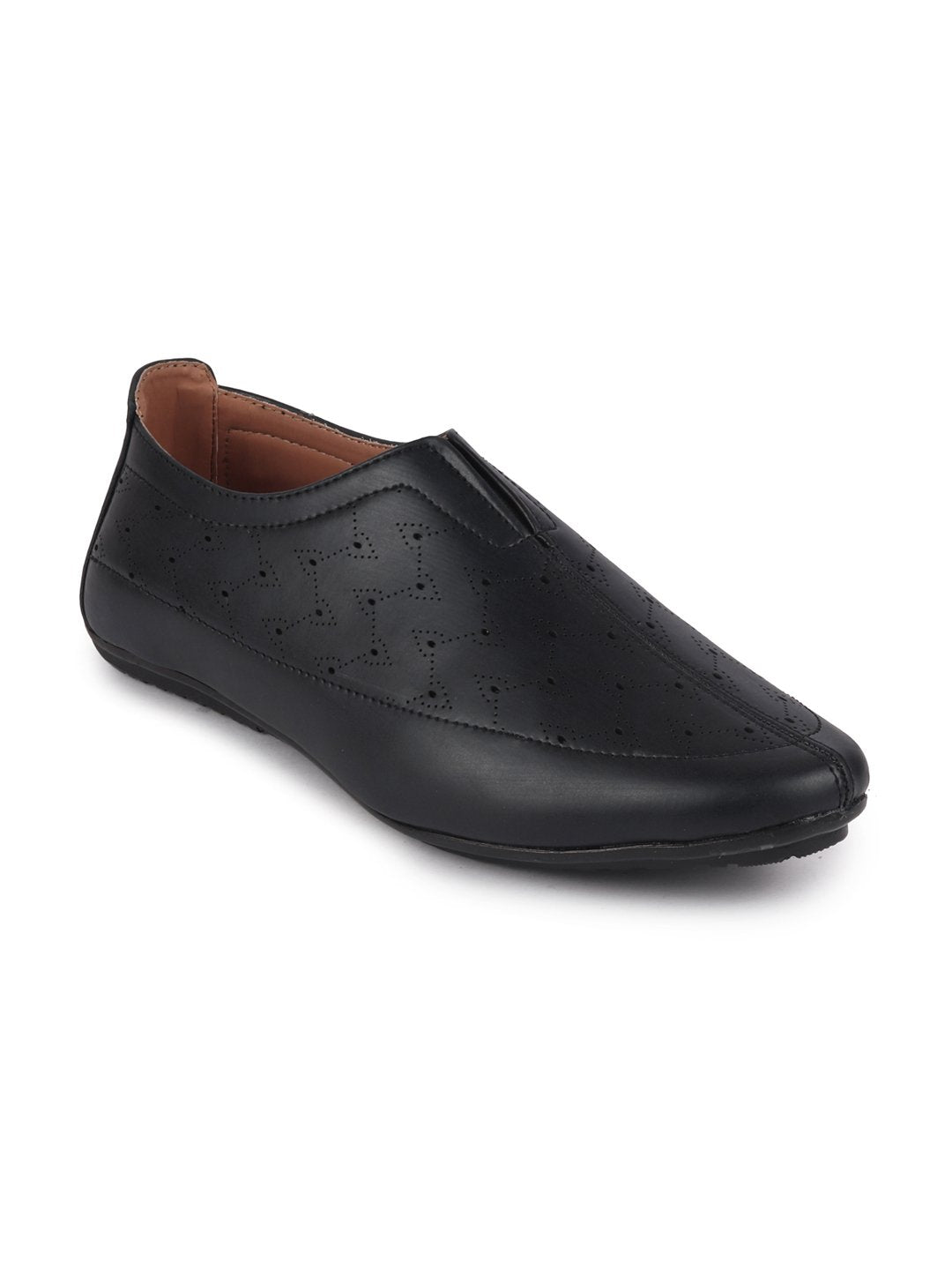 Men Black Ethnic Slip-On Shoe Style Jutis & Mojaris