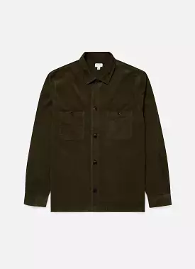 Men's Cellular Cord Overshirt in Dark Olive