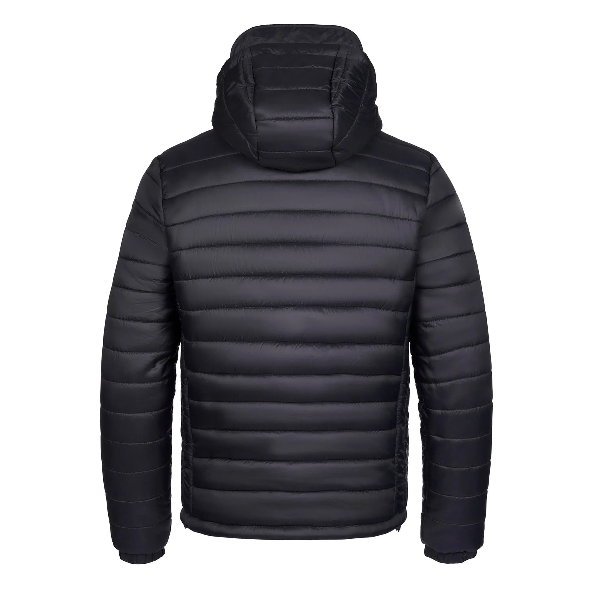 Mens Hooded Quilted Coat in Black Steeple Grey DHM