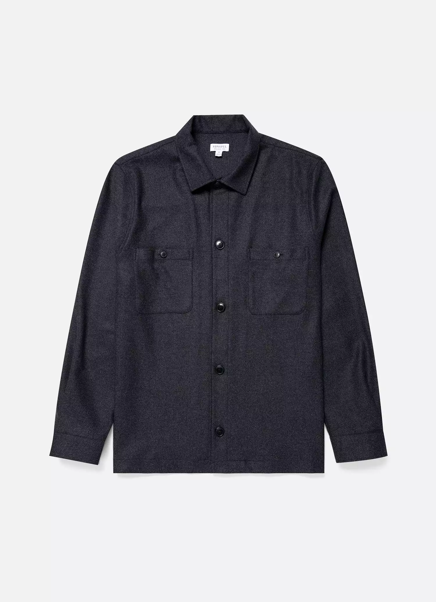 Men's Wool Twill Overshirt in Charcoal Melange