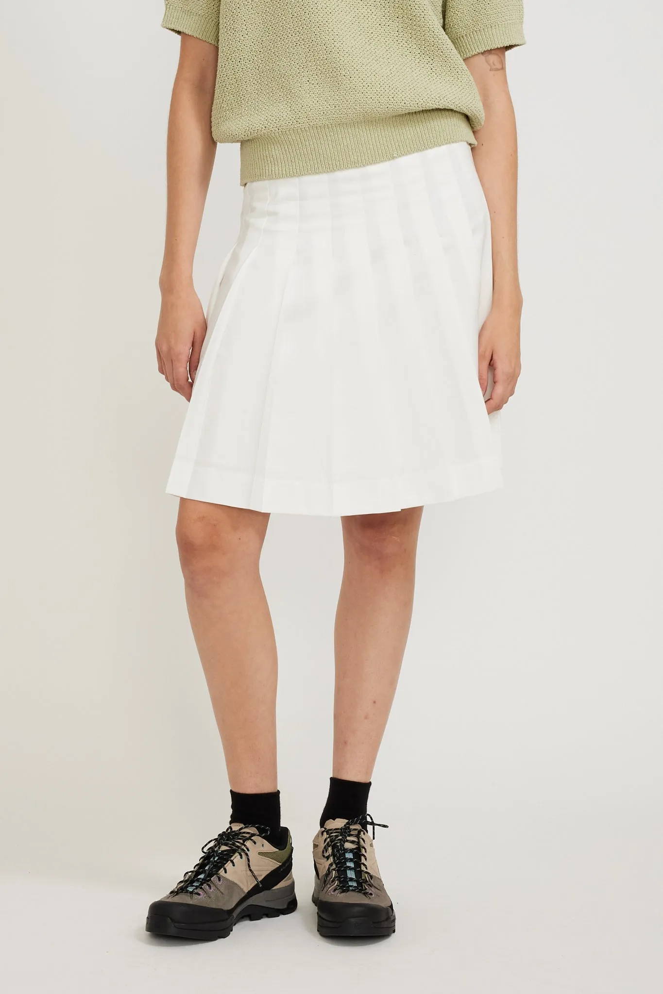 Midi Pleats Skirt White