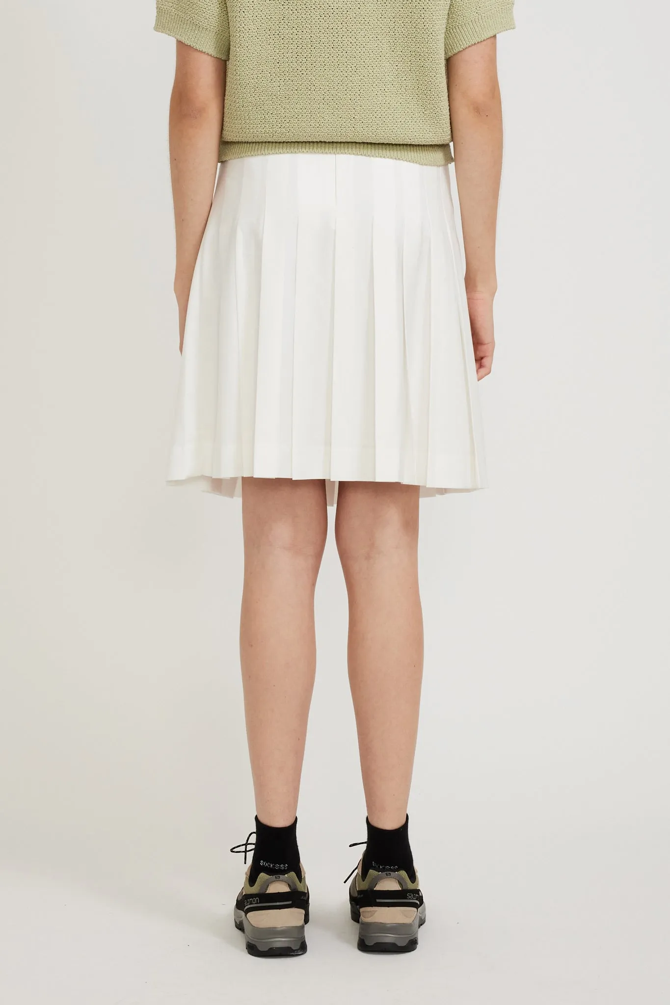 Midi Pleats Skirt White