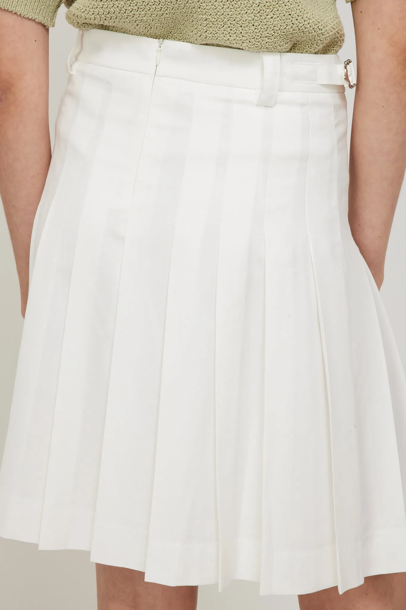 Midi Pleats Skirt White