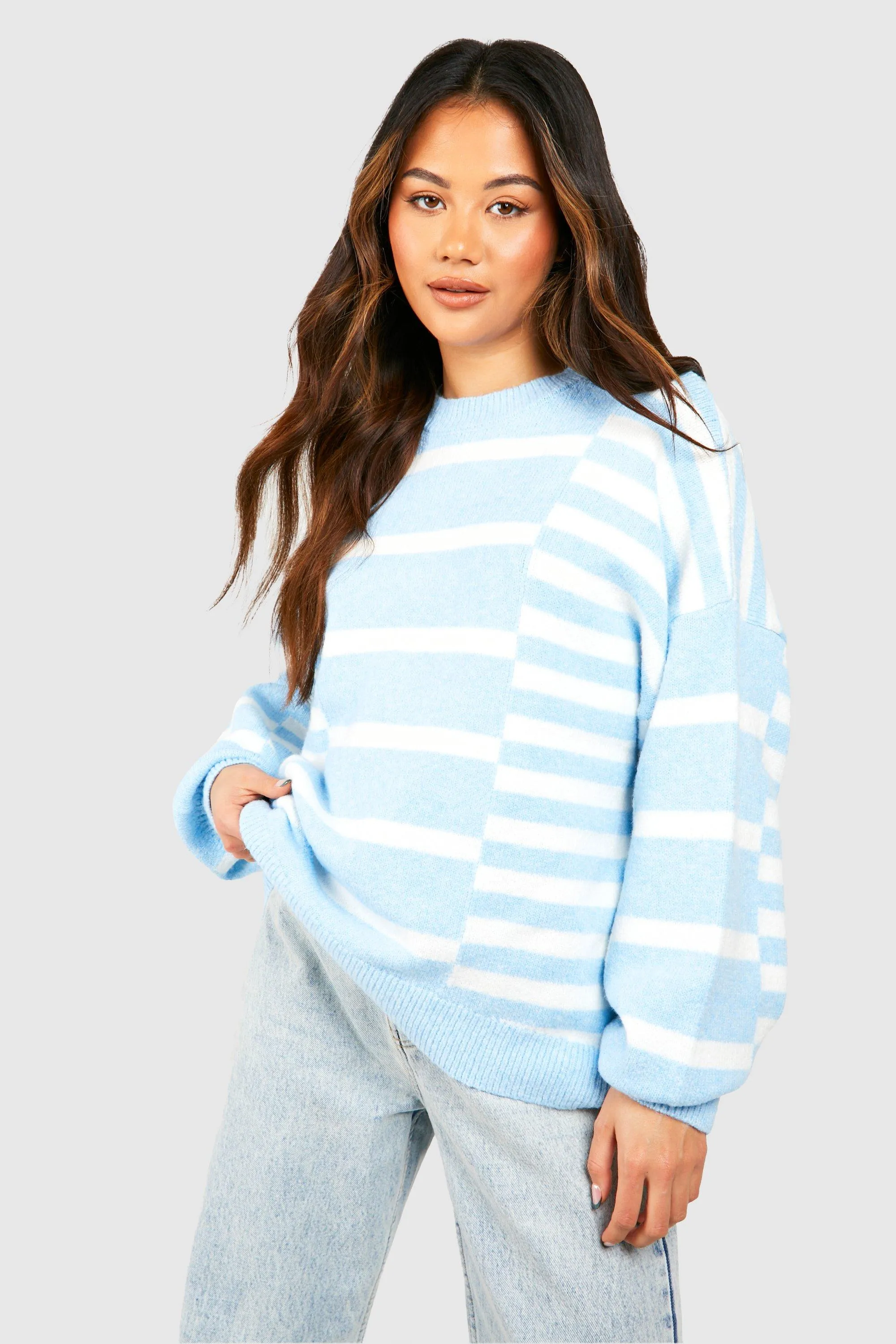 Mixed Stripe Oversized Sweater