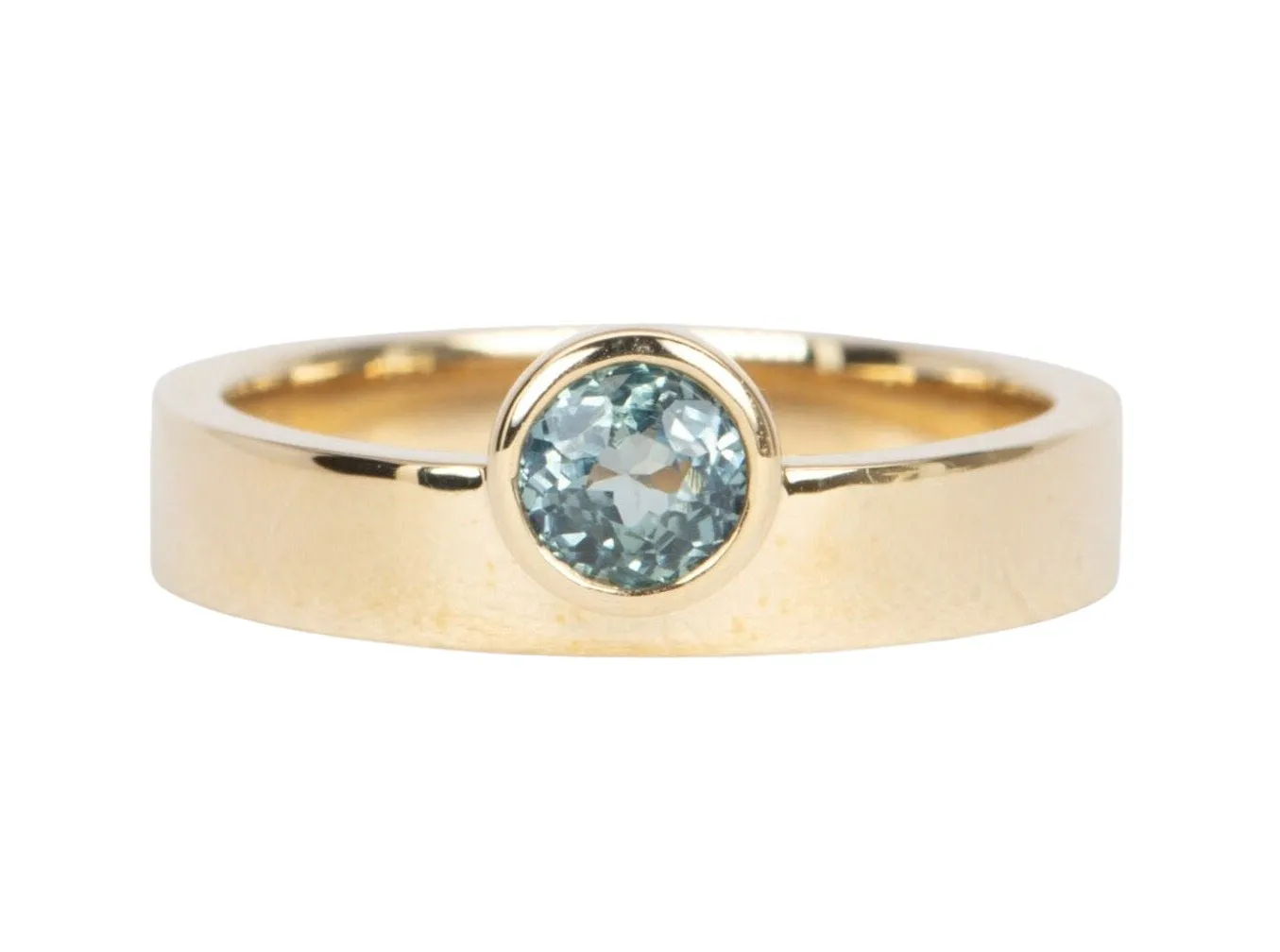 Montana Sapphire Bezel Set on 4mm Wide Band 14K Gold Engagement Ring R6479