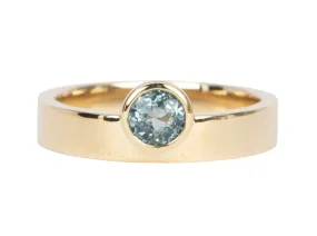 Montana Sapphire Bezel Set on 4mm Wide Band 14K Gold Engagement Ring R6479