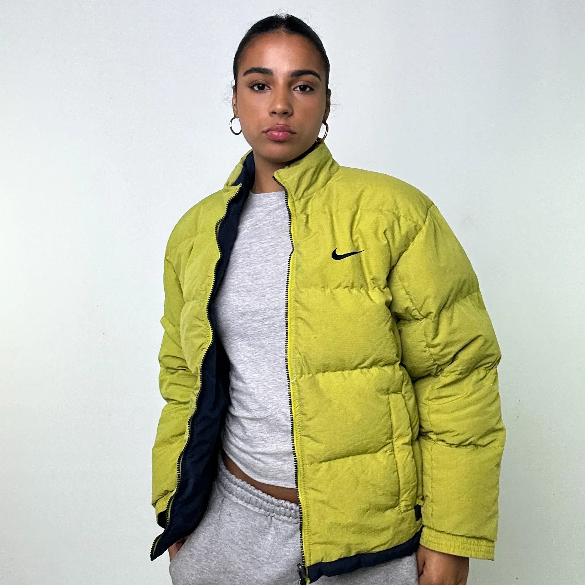 NAVY BLUE / GREEN REVERSIBLE 90S NIKE PUFFER JACKET COAT (