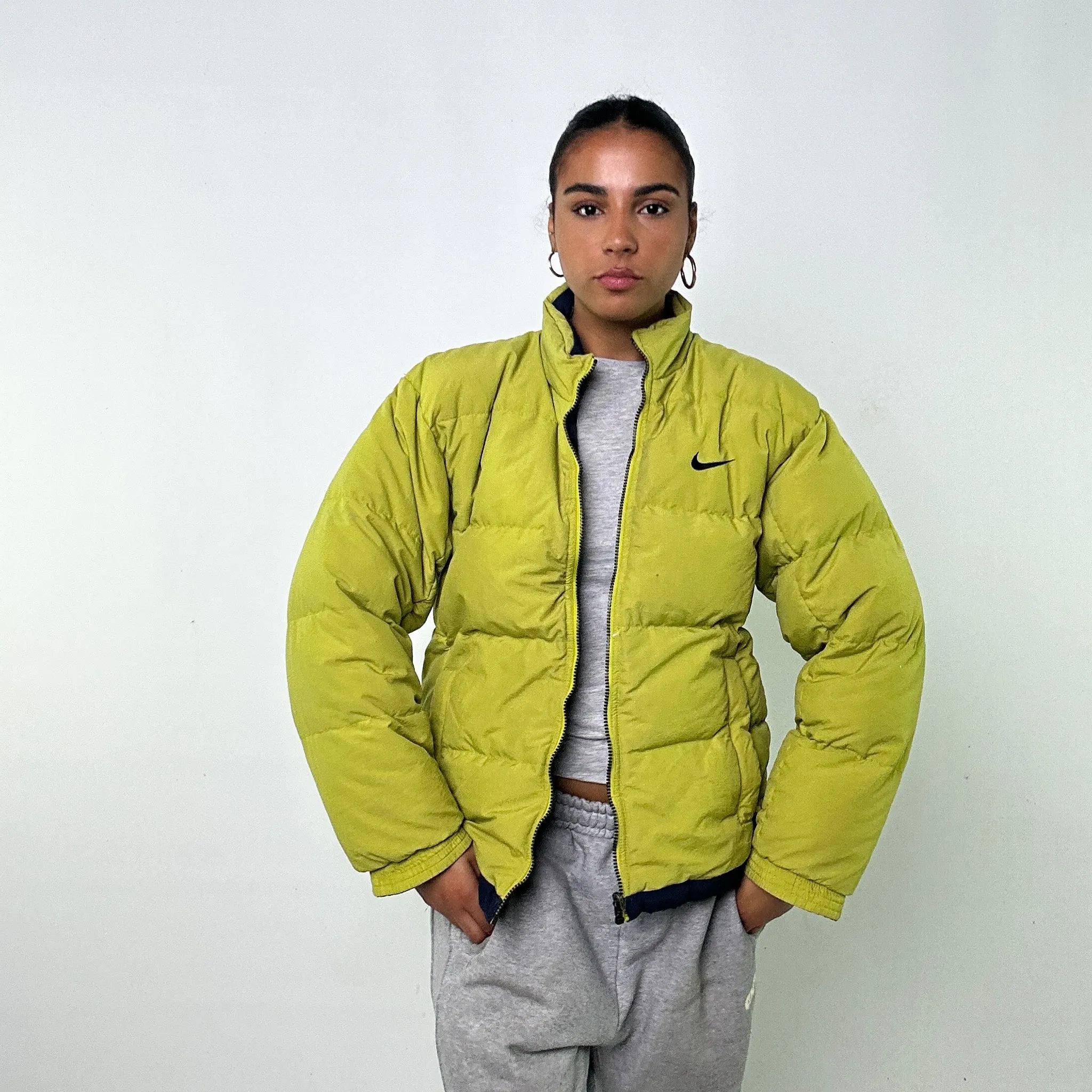 NAVY BLUE / GREEN REVERSIBLE 90S NIKE PUFFER JACKET COAT (