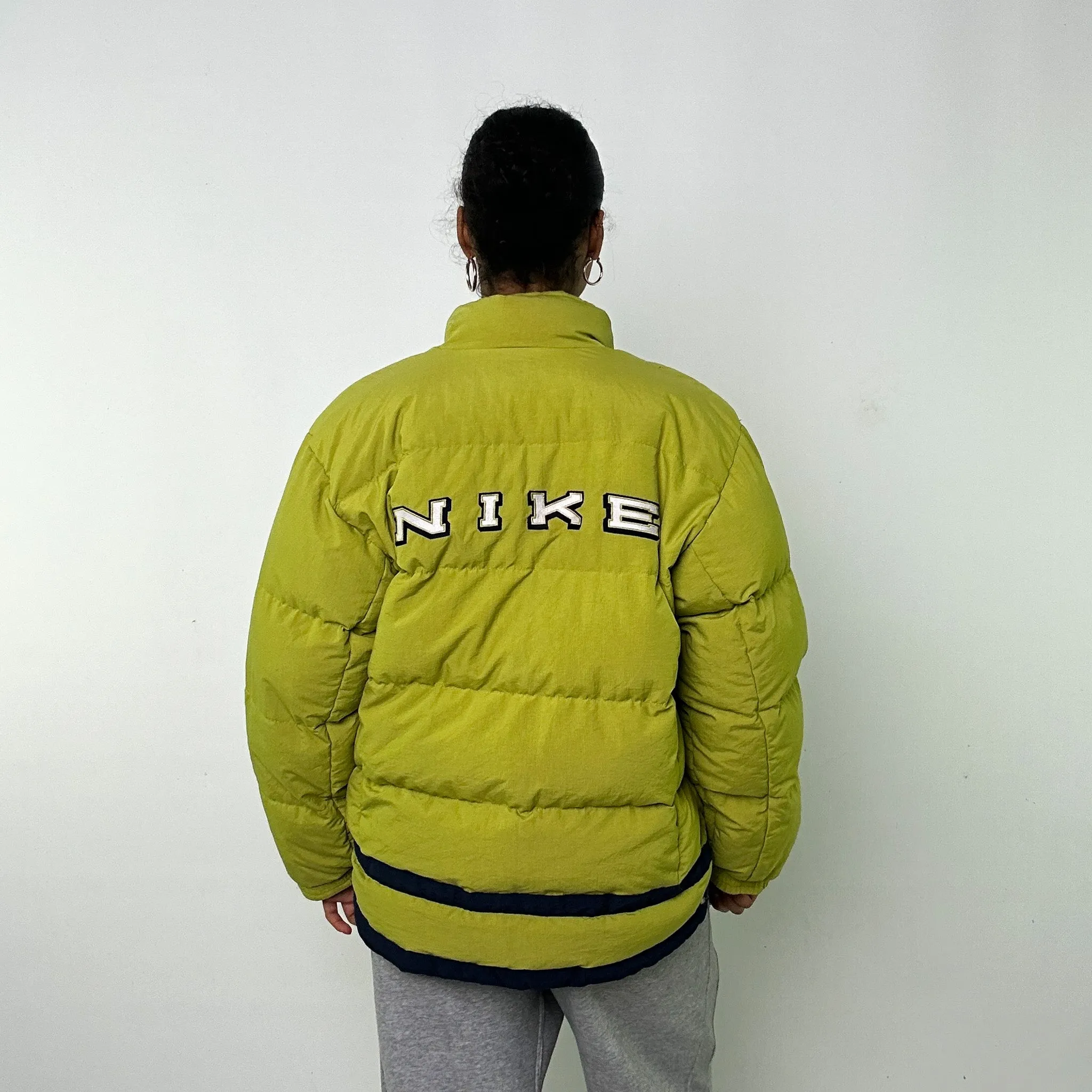 NAVY BLUE / GREEN REVERSIBLE 90S NIKE PUFFER JACKET COAT (