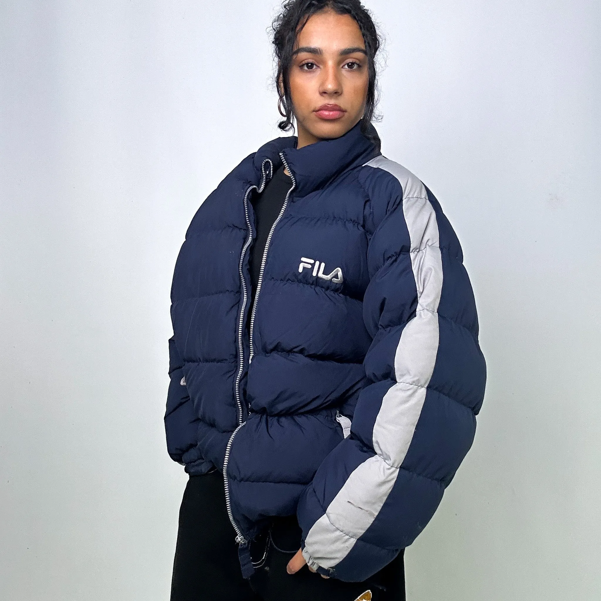 Navy Blue 90s FILA Puffer Jacket Coat (XL)