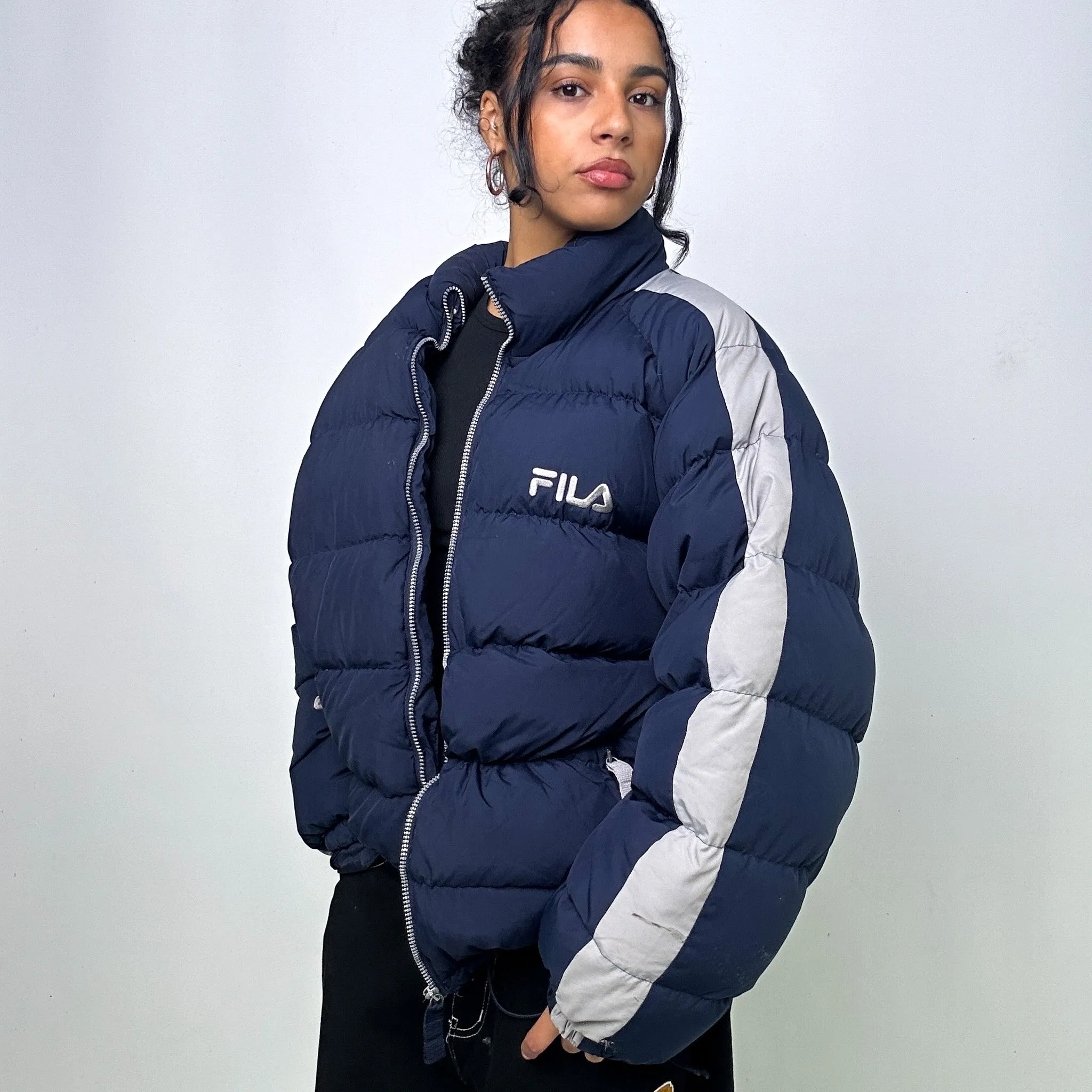 Navy Blue 90s FILA Puffer Jacket Coat (XL)