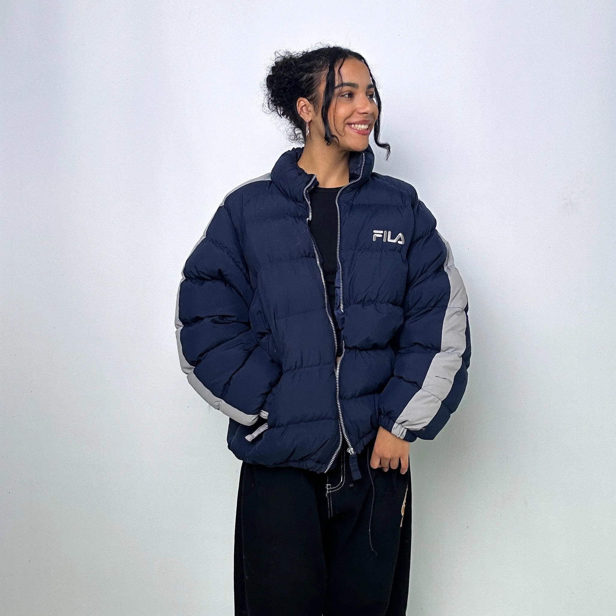 Navy Blue 90s FILA Puffer Jacket Coat (XL)