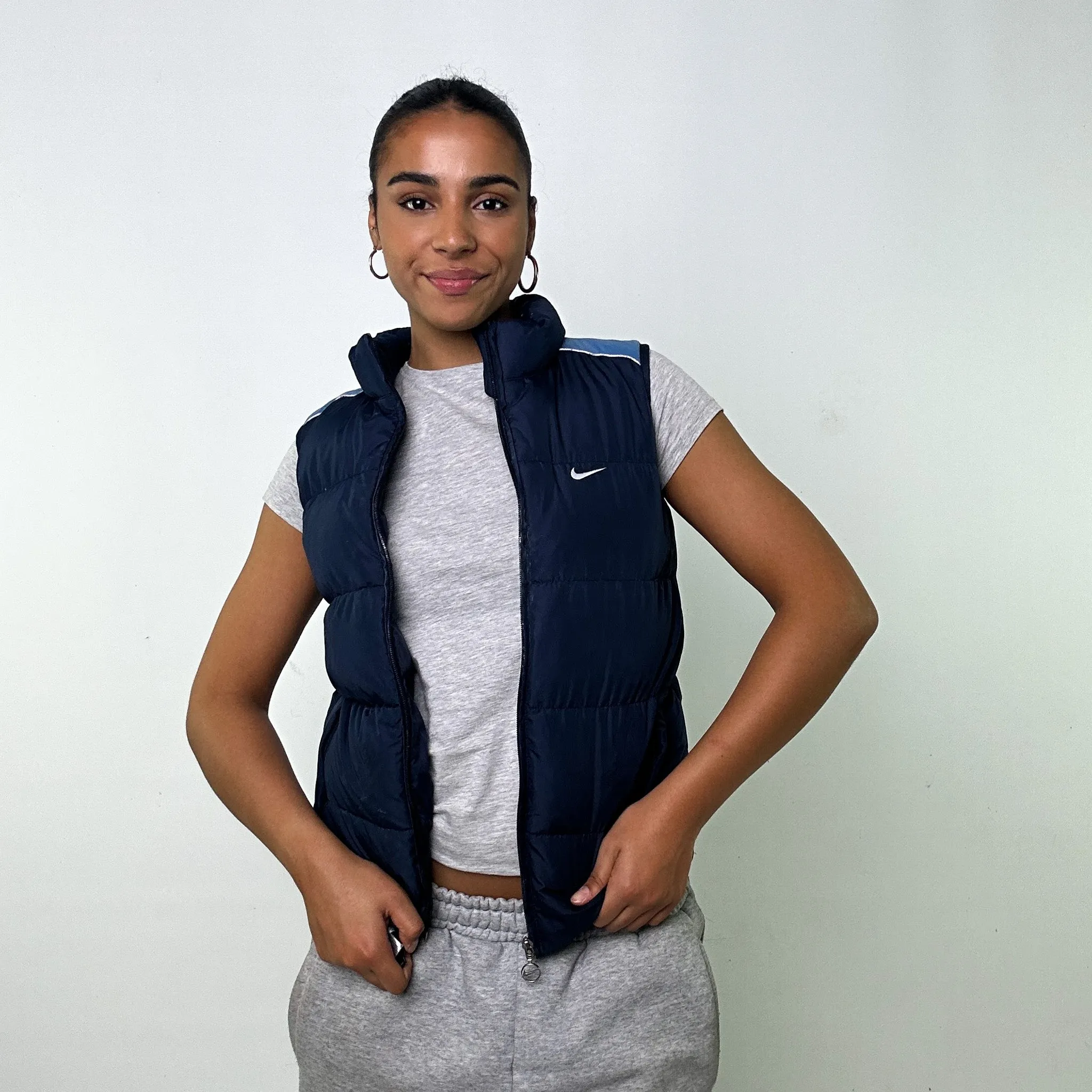 NAVY BLUE Y2KS NIKE PUFFER JACKET COAT GILET (