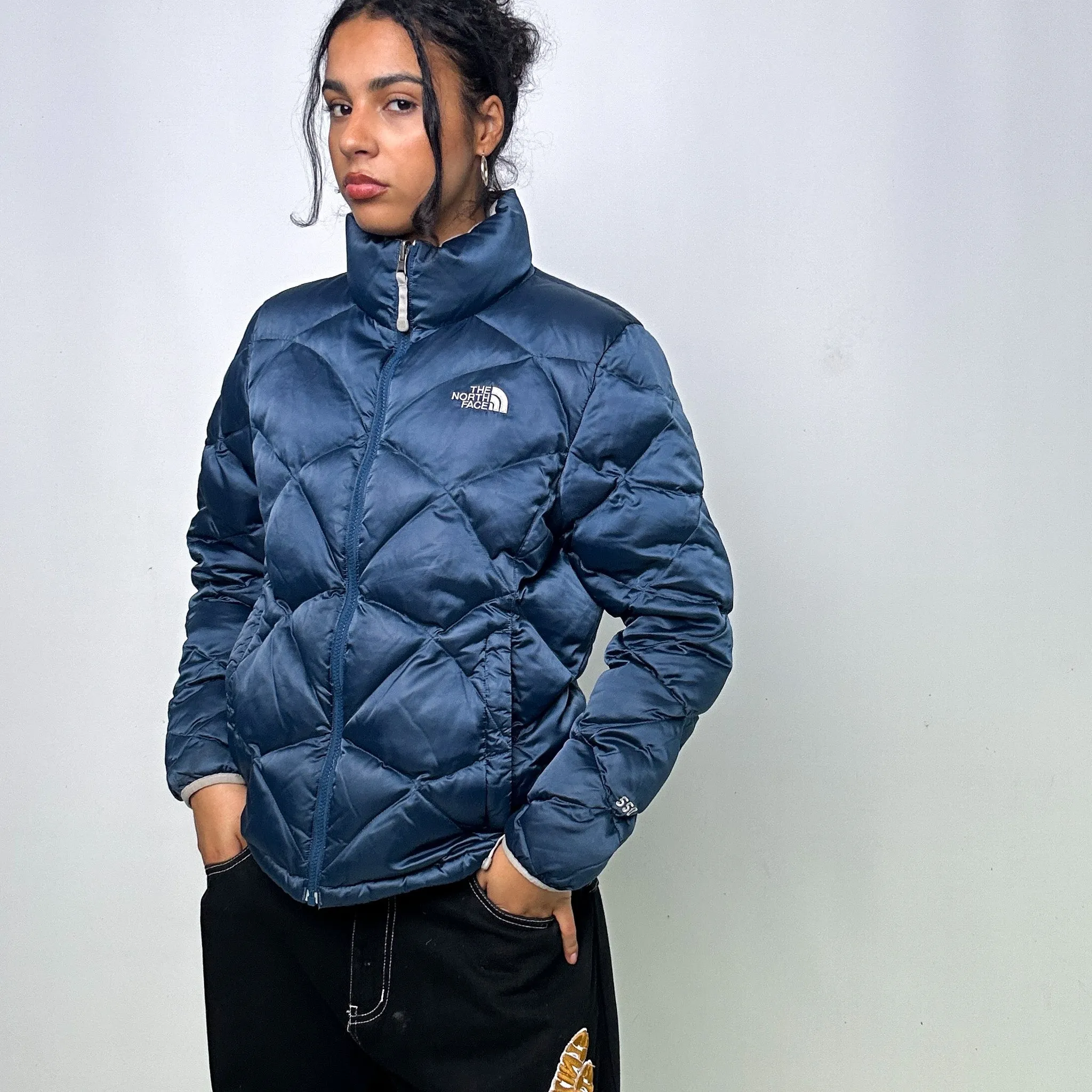 Navy Blue y2ks The North Face 550 Series Puffer Jacket Coat (L)