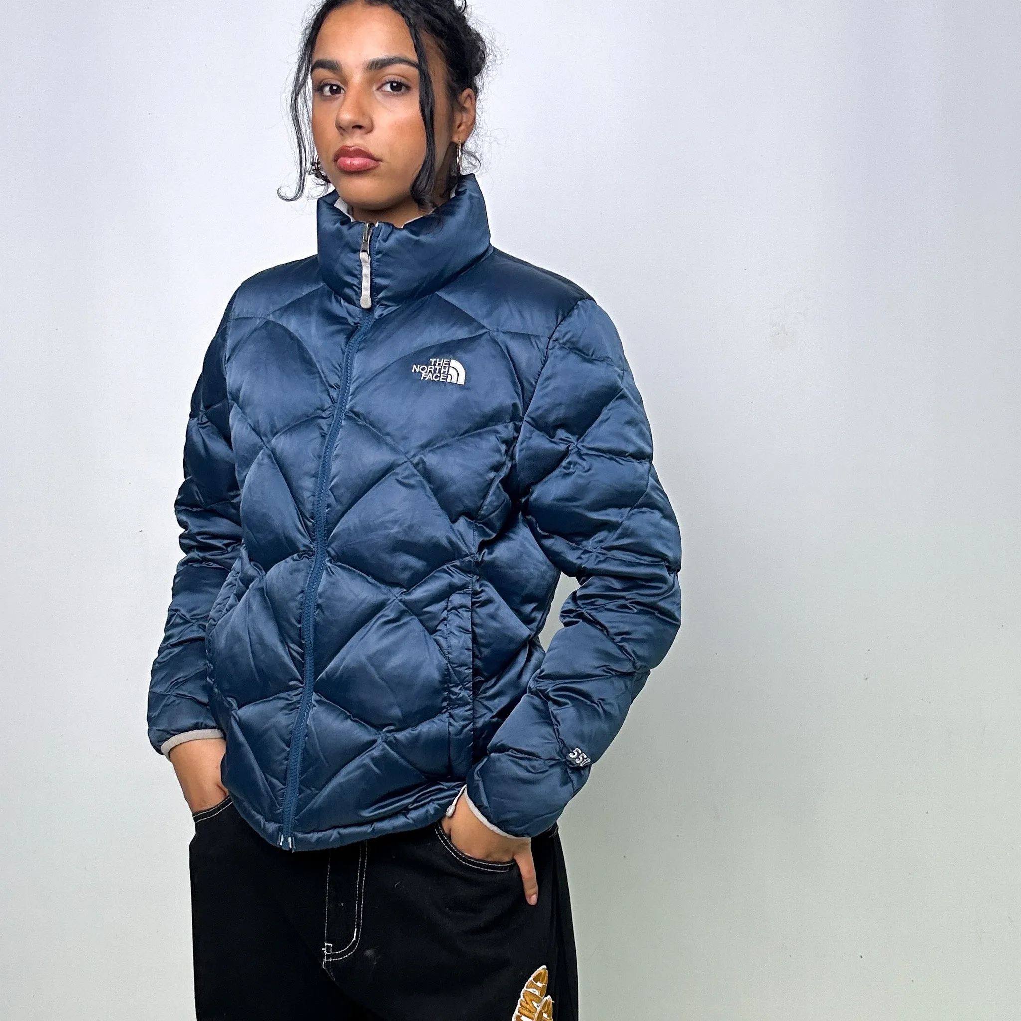 Navy Blue y2ks The North Face 550 Series Puffer Jacket Coat (L)