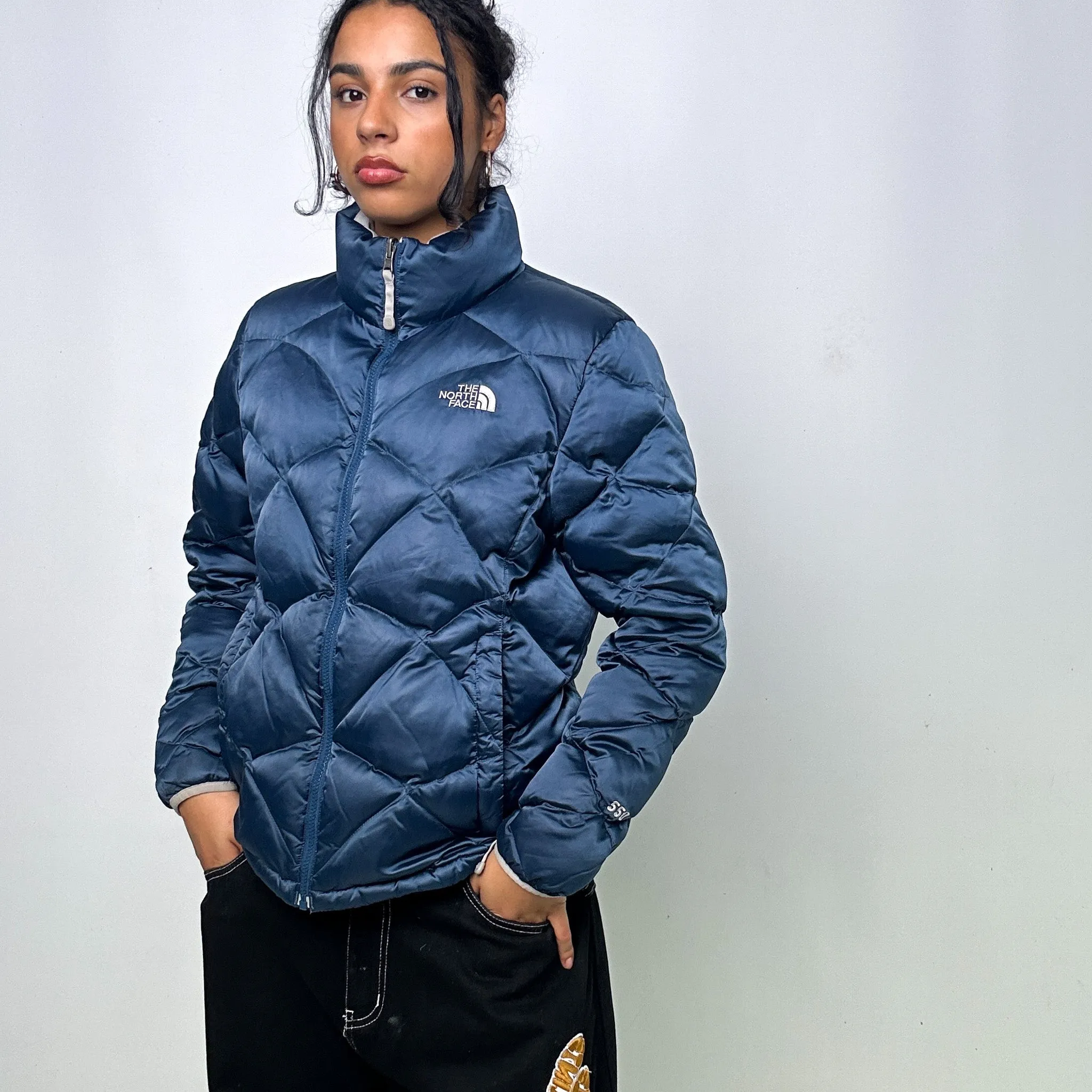 Navy Blue y2ks The North Face 550 Series Puffer Jacket Coat (L)